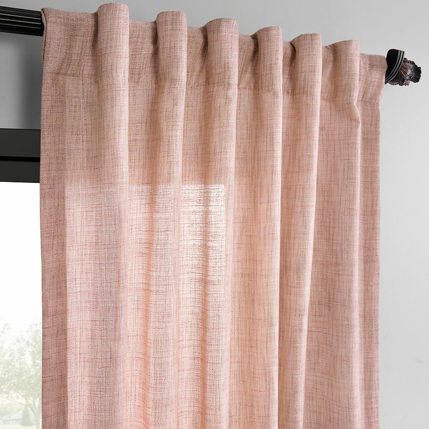 Pink Raw Linen Weave Light Filtering Curtains - Set of 2 Panels for Living Room, Bedroom & Nursery - Soft Natural Light & Privacy Window Treatment