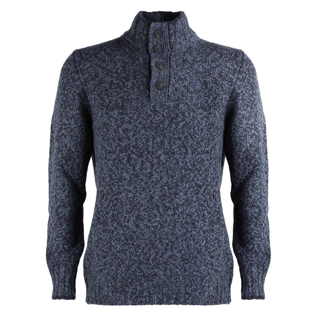 GRAN SASSO Super Geelong Mock Button BLUES - Stylish Men's Casual Shirt for Everyday Wear | Perfect for Office, Dating & Outdoor Activities