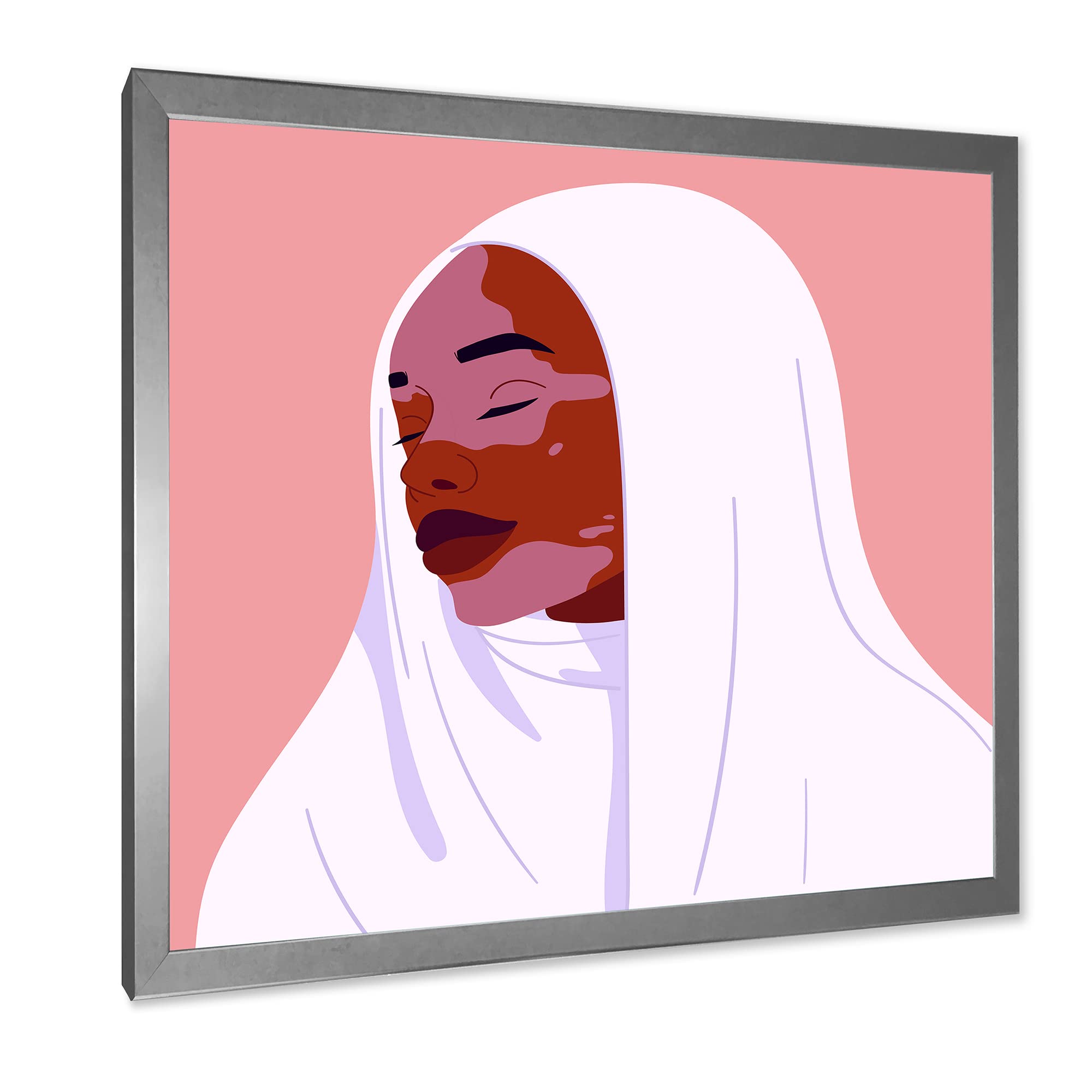 Beautiful Smiling Afro African Woman with Vitiligo Moroccan Framed Wall Art - Home & Office Decor, Living Room, Bedroom Wall Hanging