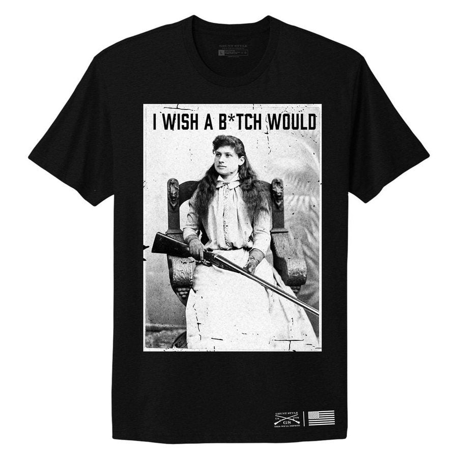 Women's 'I Wish A B*tch Would' Boyfriend Fit T-Shirt - Black | Casual Streetwear, Funny Slogan Tee for Everyday Wear & Outings