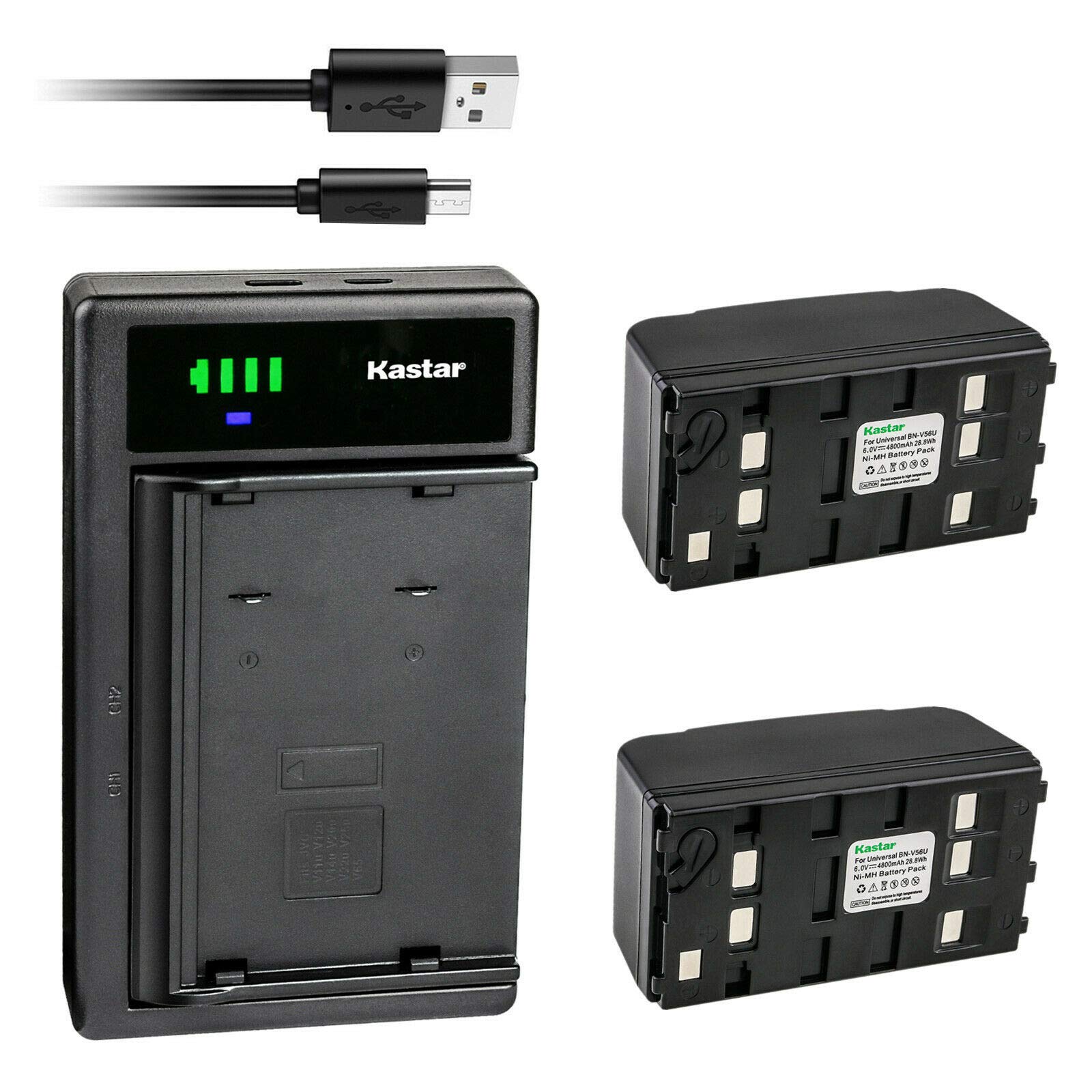 Kastar 2-Pack Replacement Battery and Smart USB Charger for JVC GR-SXM960U GR-SZ1 GR-SZ3 GR-SZ7 GR-SZ9 GR-SZ9U Camcorder & BN-V11U BN-V12U BN-V14U BN-V18U BN-V20U BN-V22U BN-V24U BN-V25U - Perfect for Travel, Vlogging, and Extended Shooting Sessions