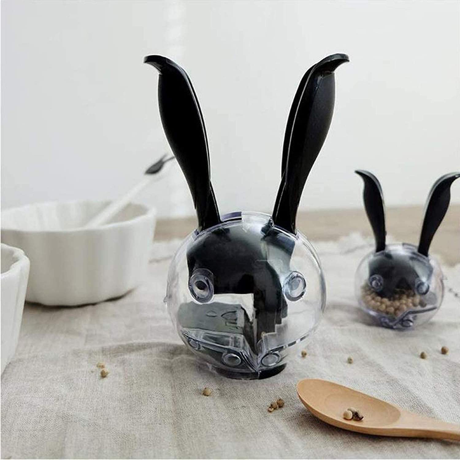 Premium Manual Salt and Pepper Grinder Set - Mini Adjustable Spice Mill with Unique Rabbit Ears Design, 2-Piece Kitchen Essential for Freshly Ground Seasonings | Perfect for Cooking, Dining Tables & Gift Giving