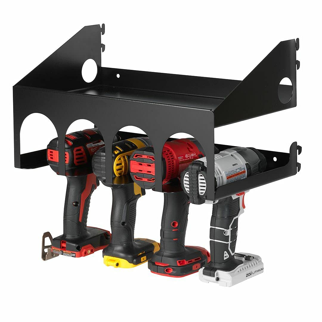 Heavy Duty Cordless Drill Holder - Wall Mount Tool Organizer System for Garage & Workshop (Silver) - Perfect for DIY Projects & Home Improvement