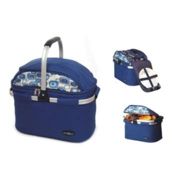 Premium Aluminum Frame Picnic Cooler Basket - Insulated 4-Person Outdoor Picnic Set for Beach, Camping & Tailgating Parties