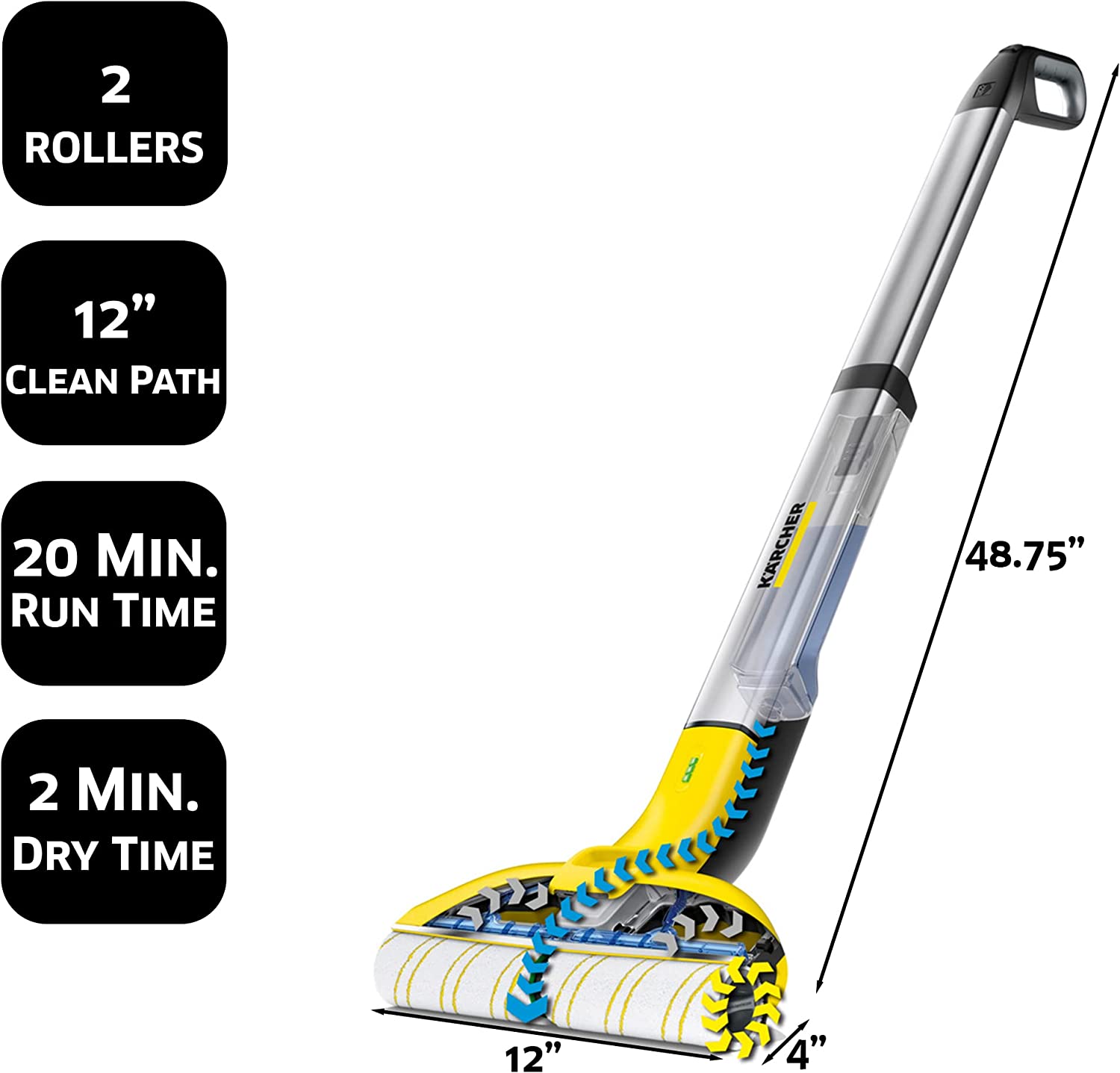 Kärcher FC 3 Cordless Hard Floor Cleaner - Powerful Wet/Dry Vacuum for Tile, Wood & Laminate Floors - Ideal for Home, Kitchen & Pet Areas Cleaning