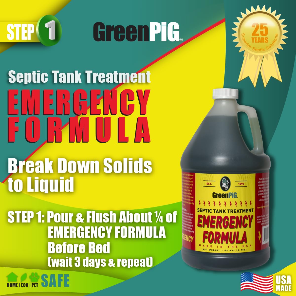 **GREEN PIG Drain Field Cleaner – Septic Safe Drain Clog Remover – Fast-Acting Treatment for Leach Field System Clogs, Backups & Odors – Ideal for Septic Tank Maintenance & Home Plumbing Care**    *(Use Case: Perfect for homeowners with septic systems to prevent clogs, backups, and foul odors, ensuring smooth drainage and long-term septic tank health.)*