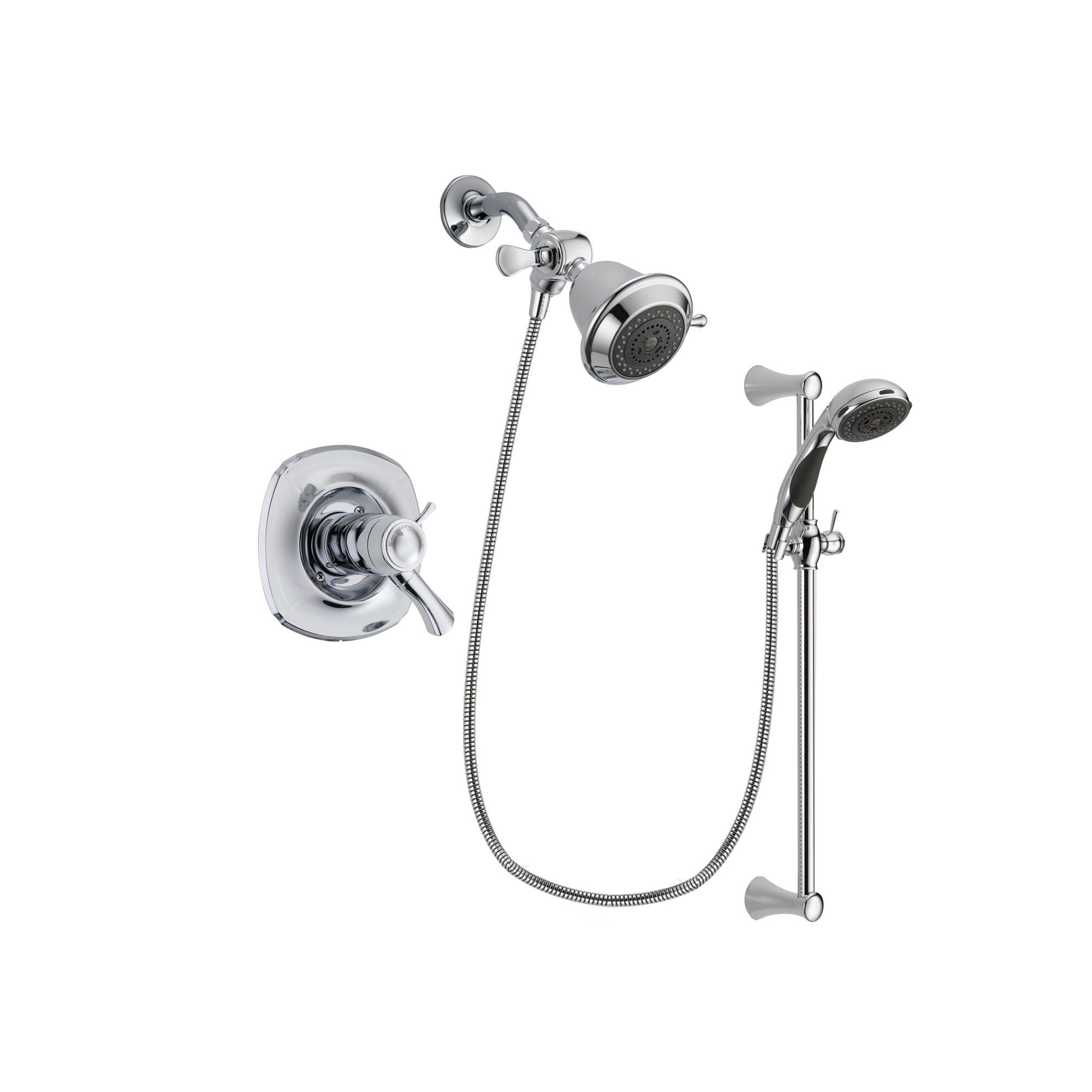 Delta Addison Chrome Finish Thermostatic Shower Faucet System with Shower Head & 5-Spray Wall Mount Slide Bar - Includes Handheld Shower & Rough-in Valve DSP0704V - Perfect for Modern Bathroom Renovations & Spa-Like Shower Experience