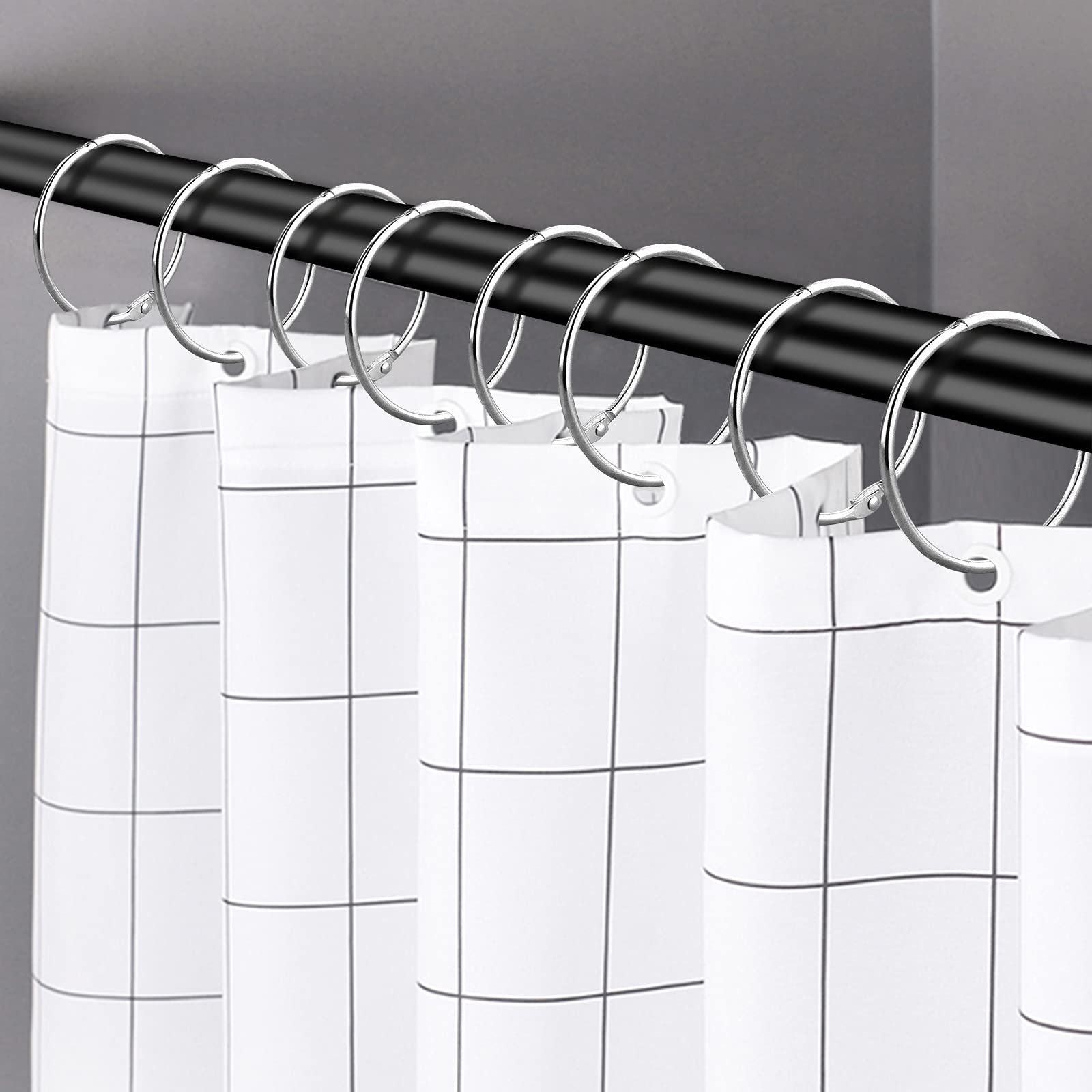 24 Pack Rustproof Stainless Steel Shower Curtain Rings - Decorative Metal Hooks for Bathroom Shower Rods | Durable & Stylish Bath Accessories for Home, Hotel, and Apartment Use
