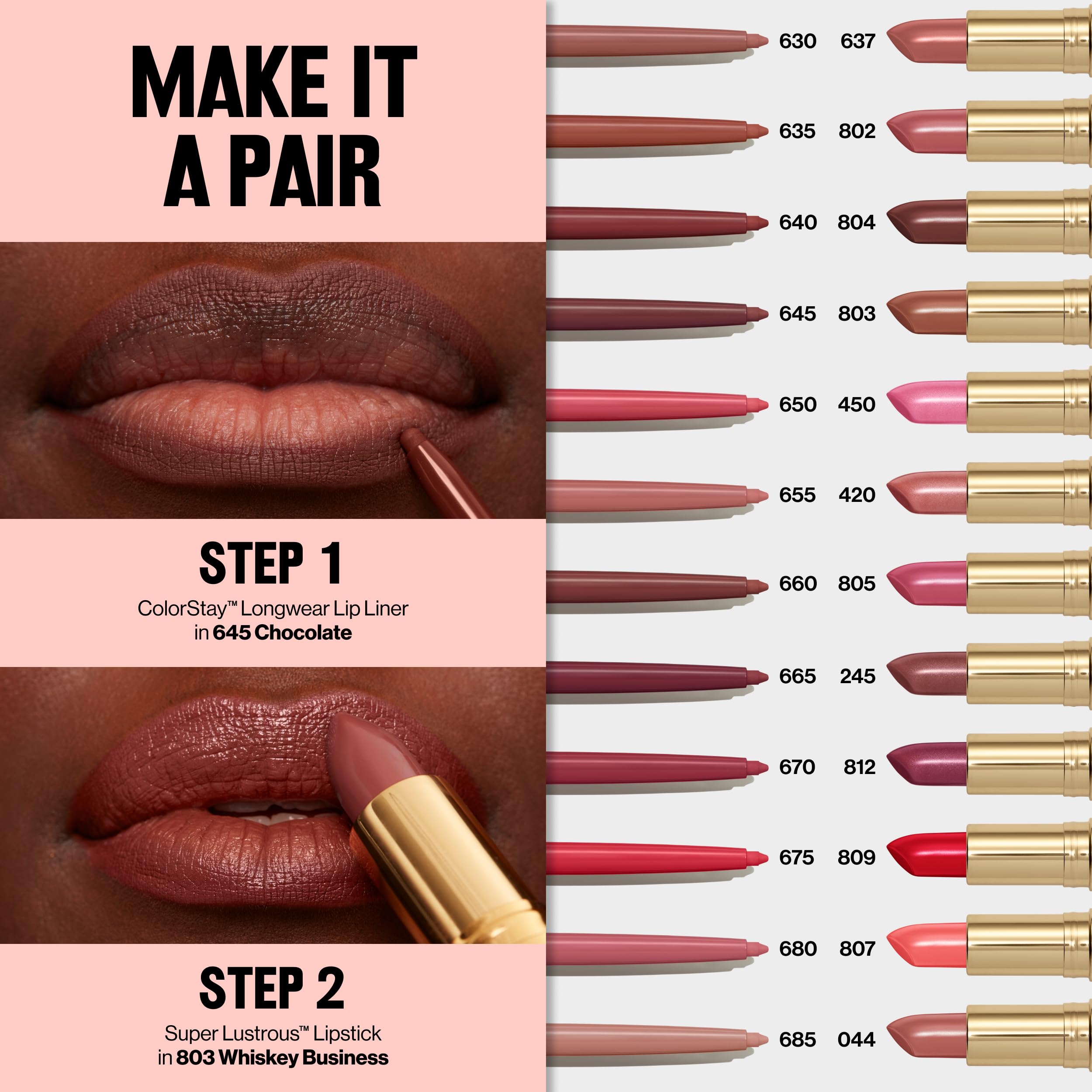 REVLON ColorStay Lip Liner with Built-In Sharpener - Longwear Rich Chocolate 645 Lip Pencil for Smooth Application & Shimmery Makeup | Perfect for Everyday Wear, Night Out & Professional Makeup Looks