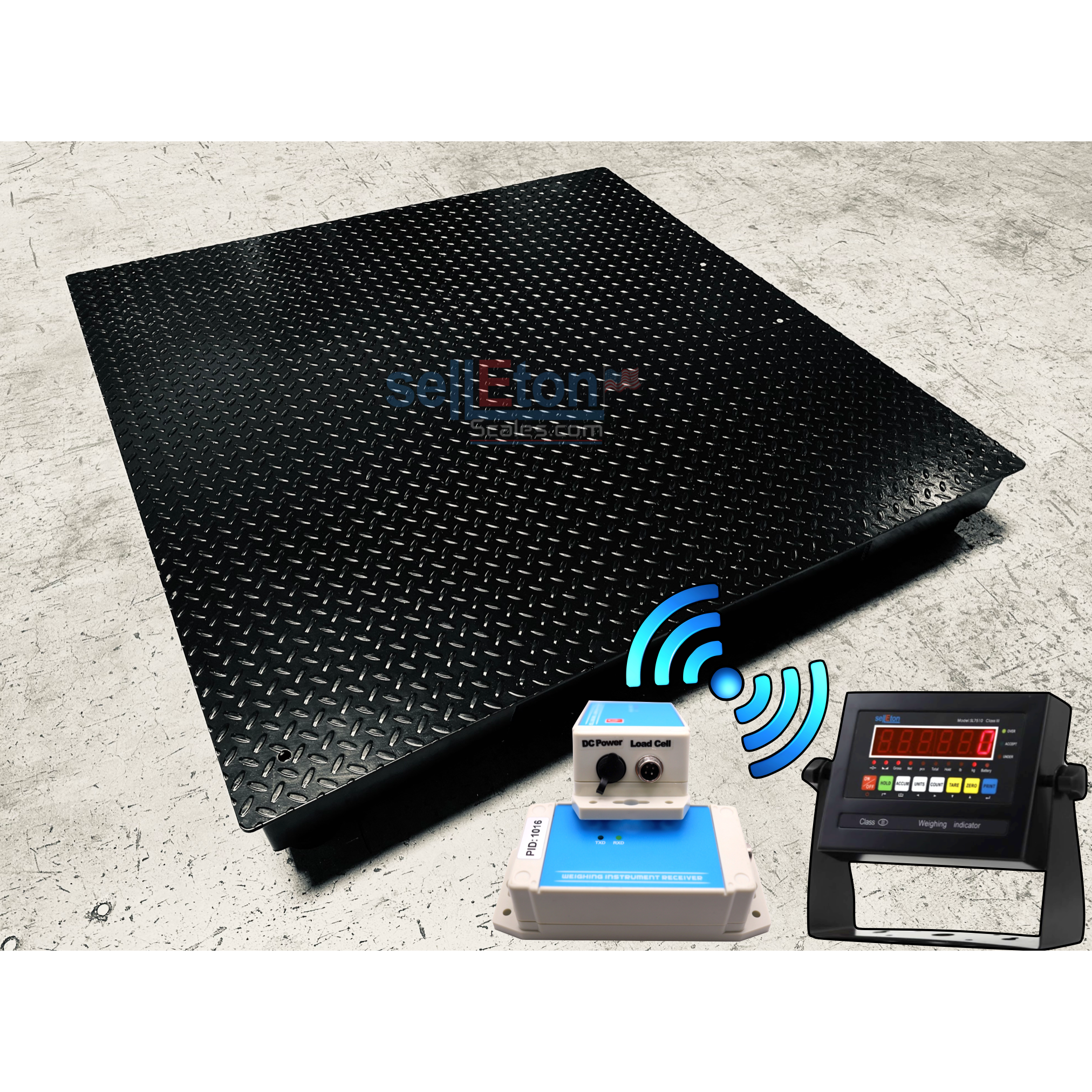 SellEton NTEP Certified SL 800 Wireless Industrial Floor Scale 40x40 - Heavy-Duty Weighing Solution for Warehouses, Shipping & Logistics