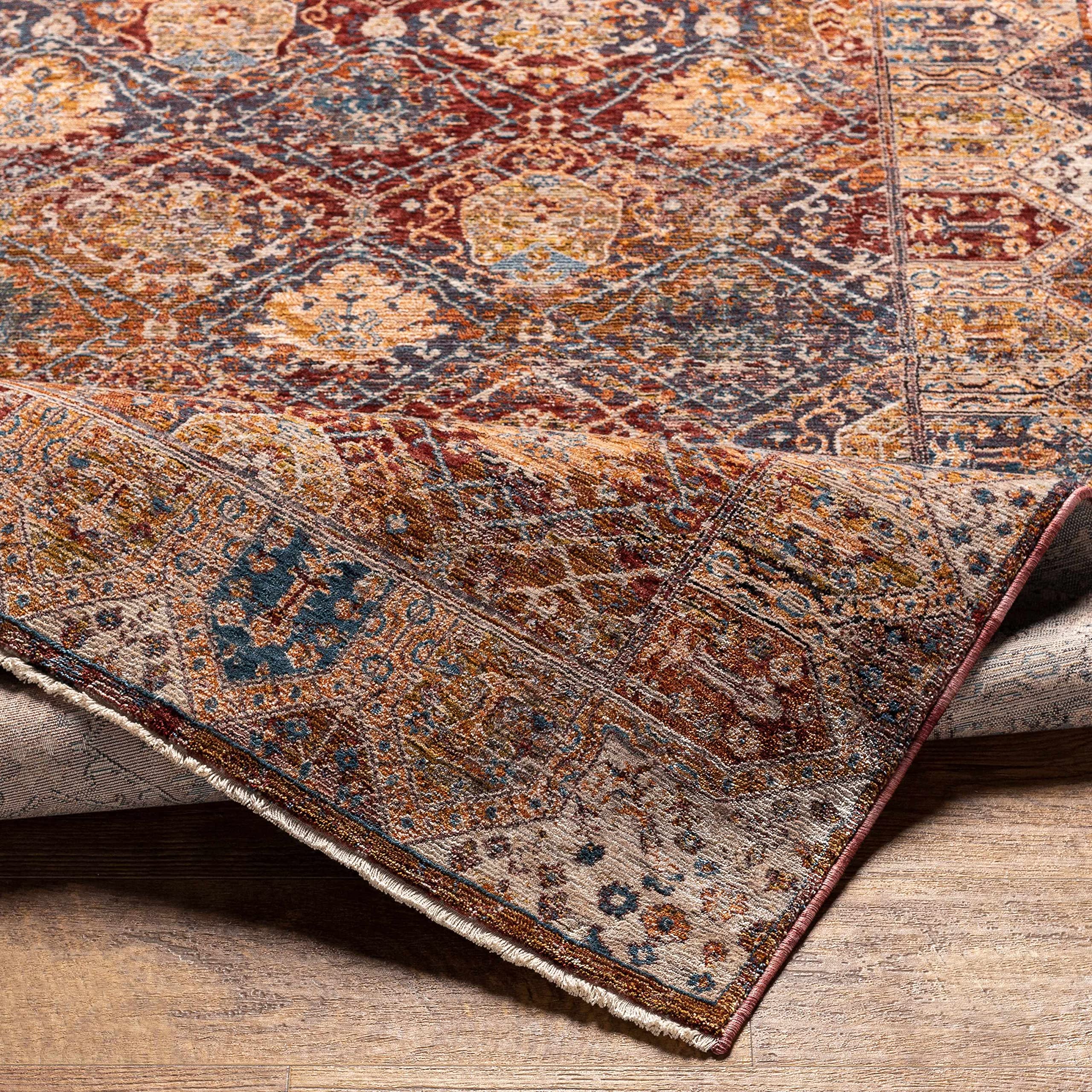 Hauteloom Anambongan Traditional Handmade Area Rug - Dark Red, Olive, Blue - 8'10