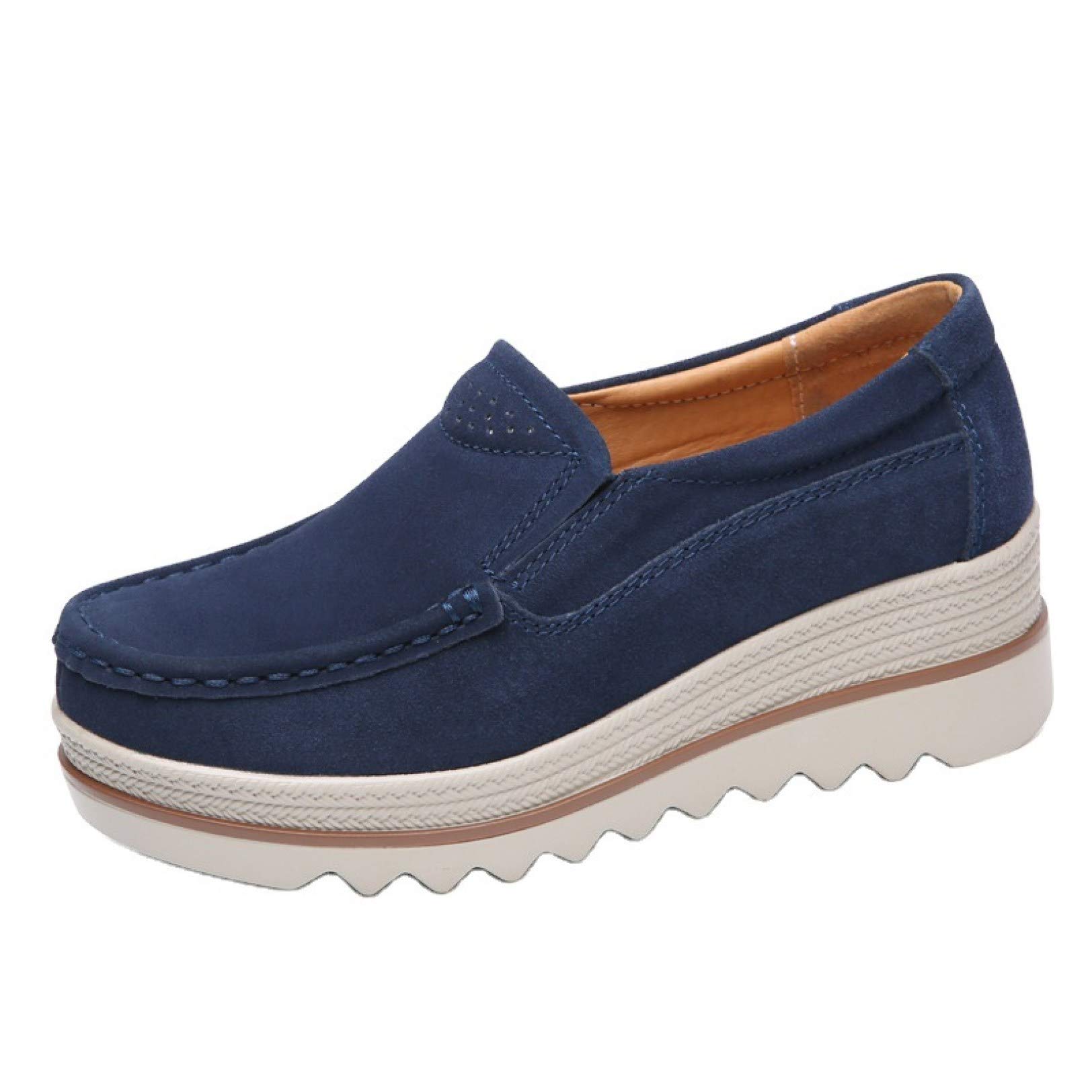 Women's Non-Slip Faux Suede Wedge Platform Loafers - Comfortable Slip-On Moccasin Boat Shoes with Thick Sole for Work, Travel & Casual Wear