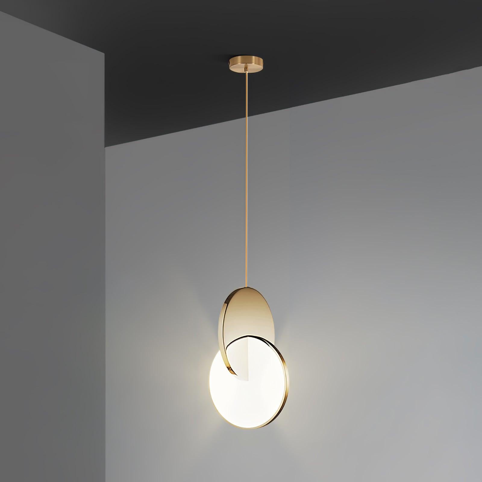 Modern Double Disk Pendant Light - Adjustable Hanging Chandelier for Dining Room, Kitchen Island & Living Room Decor