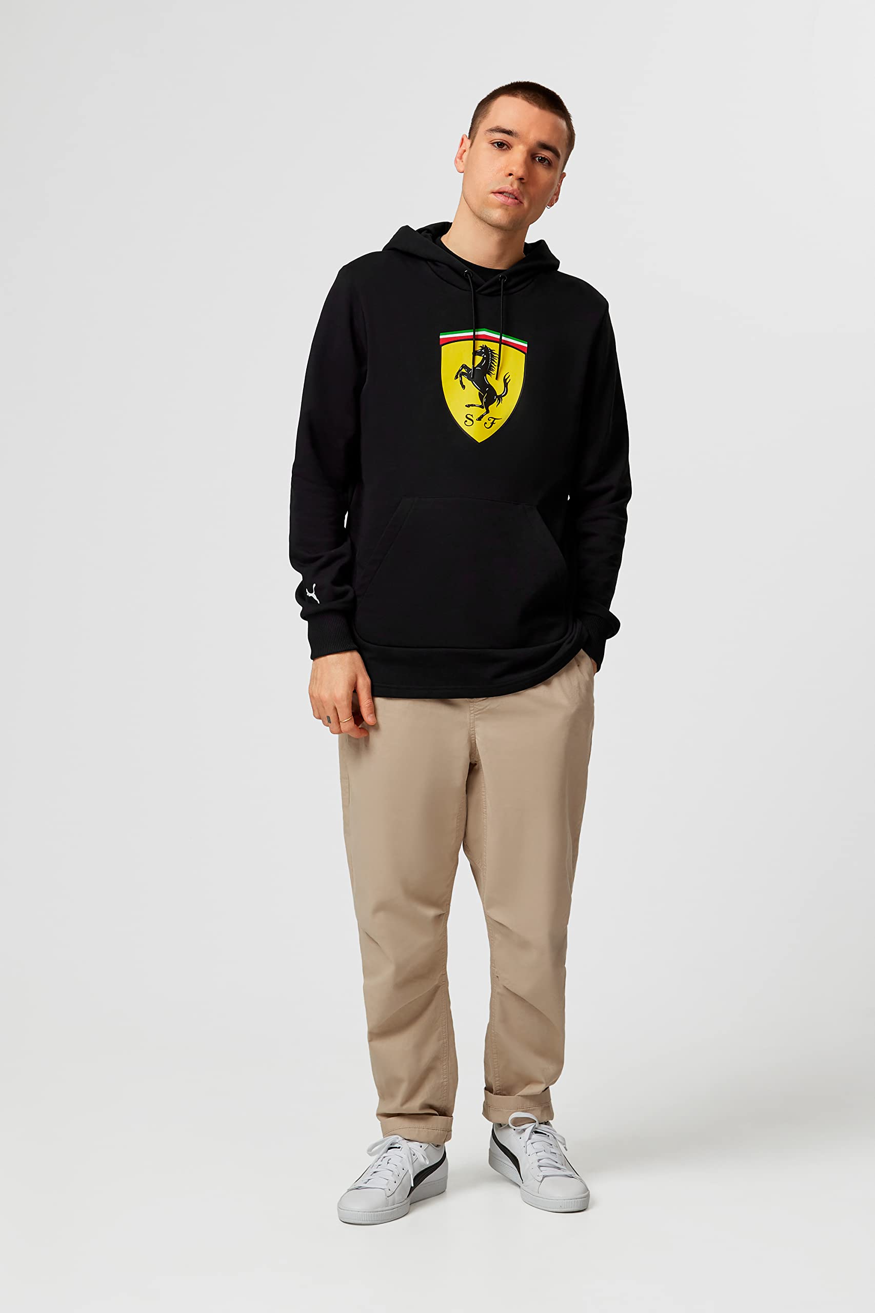 PUMA Scuderia Ferrari Shield Hoody for Men - Lightweight Fleece-Lined Pullover Hoodie - Perfect for Casual Wear, Gym & Outdoor Activities