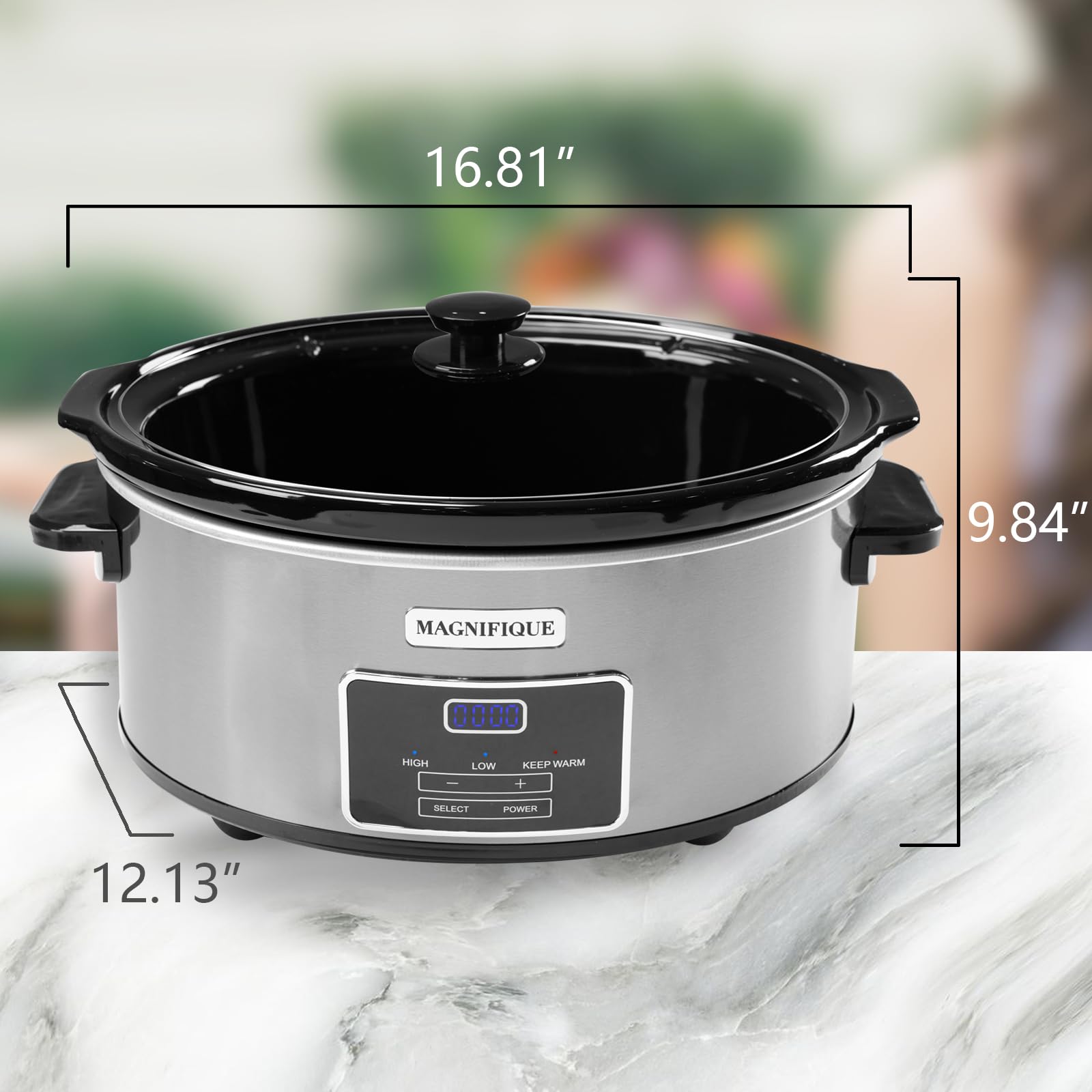 8-Quart Digital Programmable Slow Cooker with Timer - Smart Kitchen Appliance for Family Dinners & Meal Prep - 10+ Serving Capacity - 3 Heat Settings (Warm/Low/High) - Perfect for Soups, Stews, Pot Roasts & Party Dishes