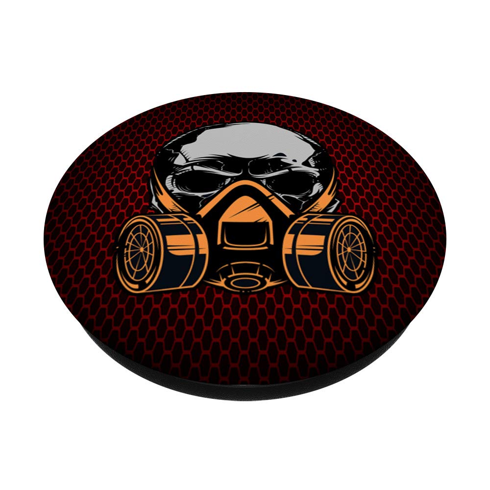 Skull in Gas Mask with Red and Black Background - PopSockets PopGrip Swappable Phone Grip for iPhone, Samsung & Tablets - Perfect for Gaming, Photography & Everyday Use