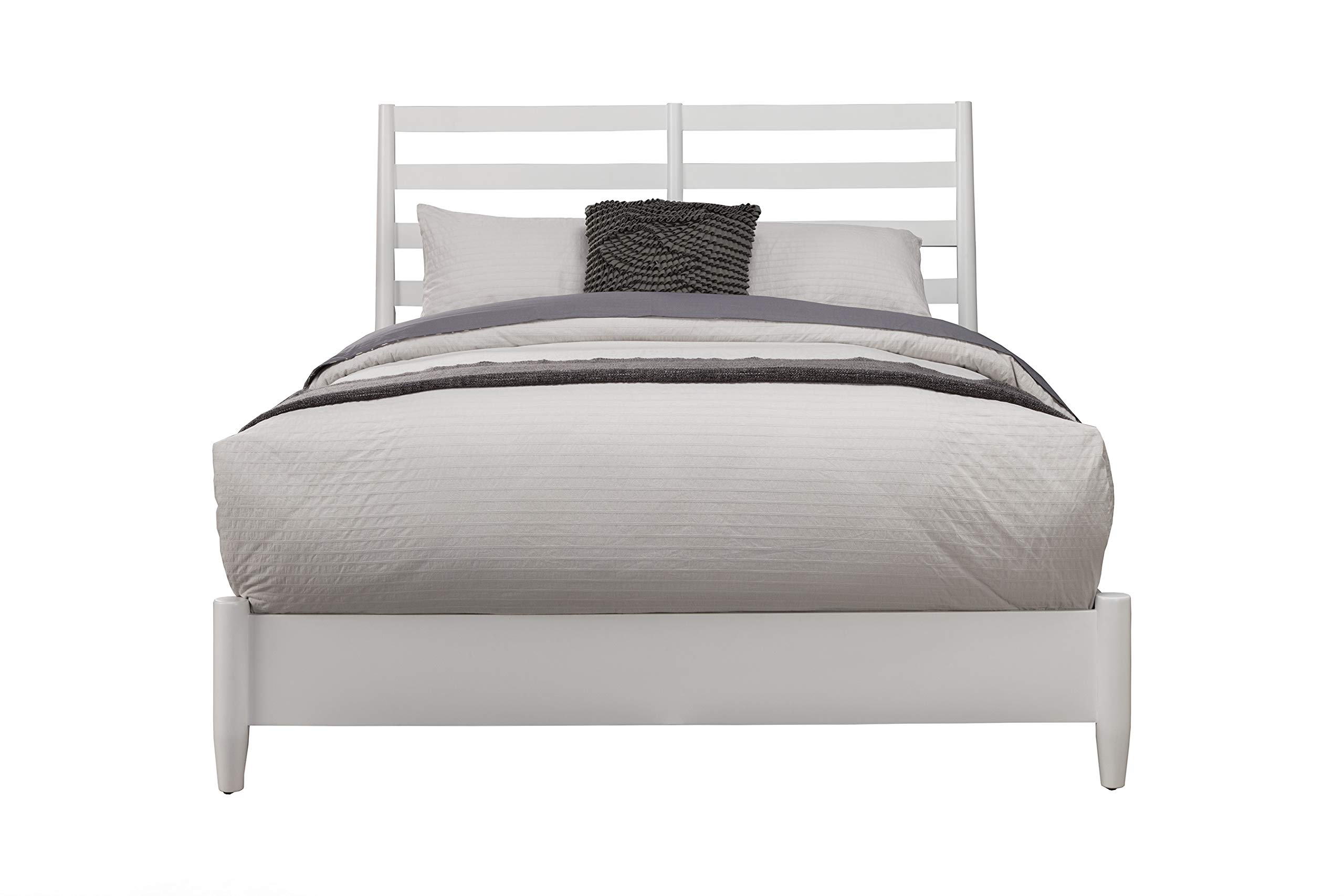 Alpine Furniture Flynn Full-Size Platform Bed Frame in White - Modern Minimalist Bedroom Furniture for Small Spaces & Apartments