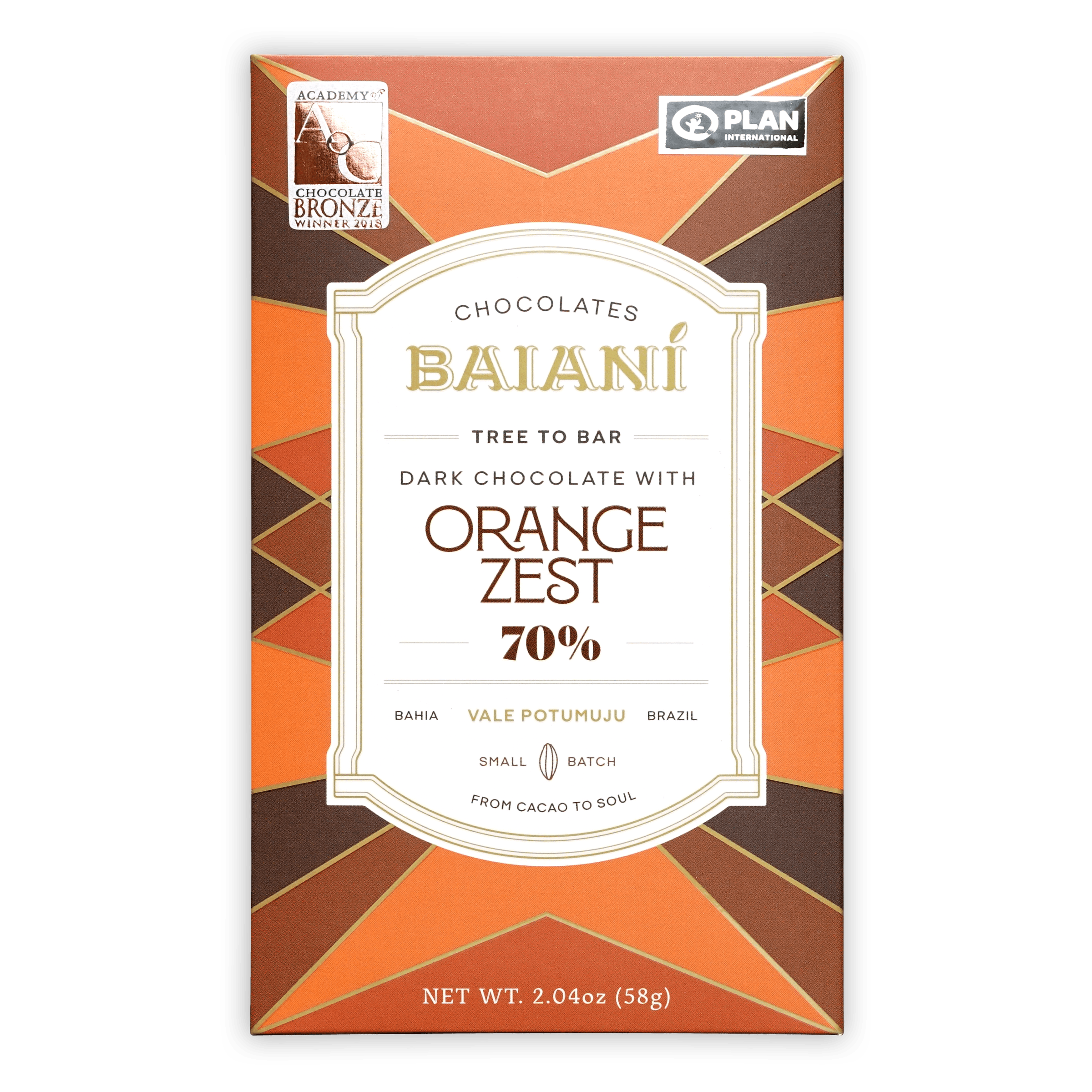Premium 70% Dark Chocolate with Orange Zest - Baiani Gourmet Chocolate Bars for Baking, Gifting & Healthy Snacking | Vegan & Gluten-Free Treat