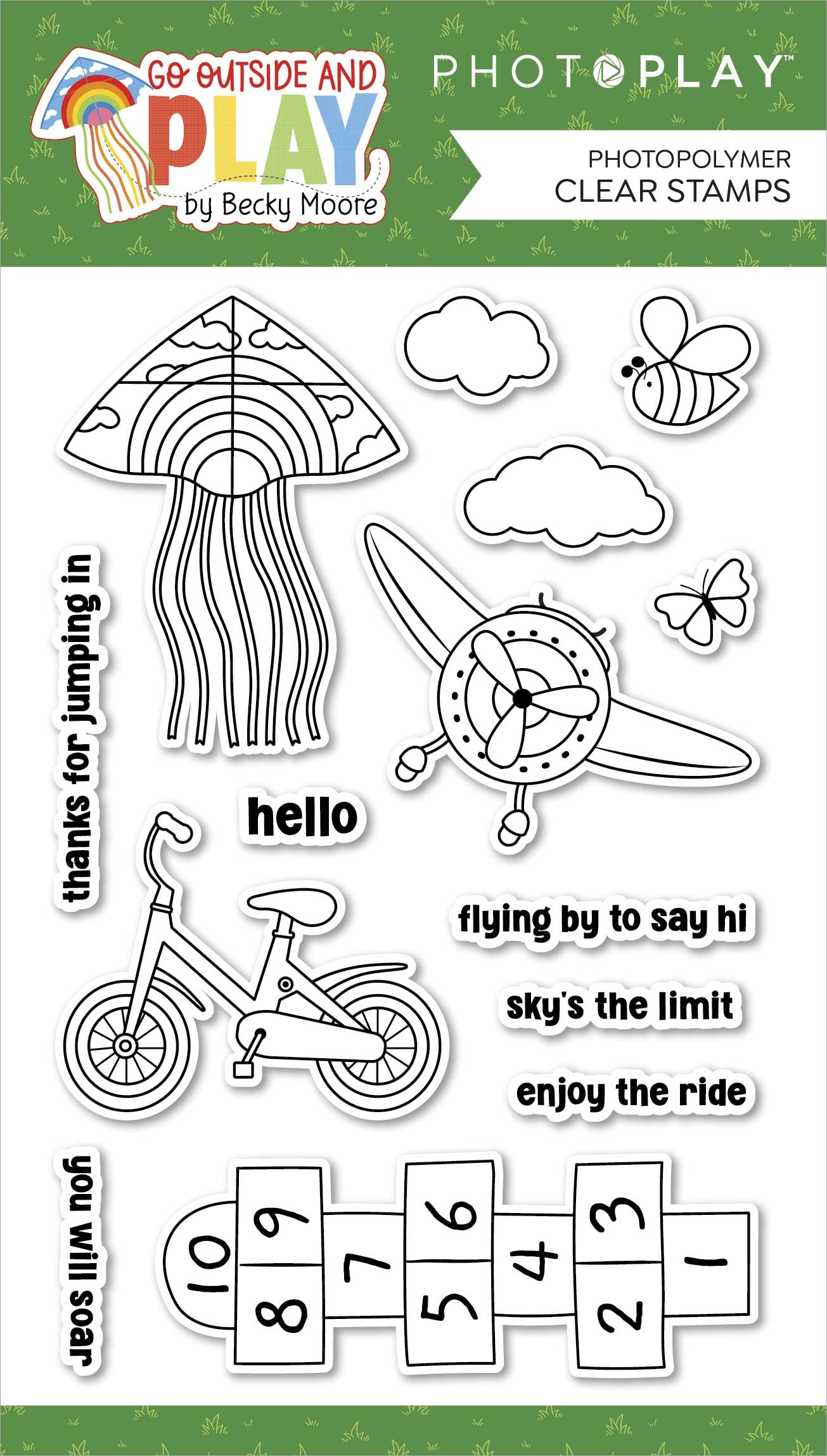 Photoplay Paper Stamp Set - Go Outside and Play - Creative Scrapbooking & Card Making Supplies for DIY Crafts, Memory Books, and Photo Albums