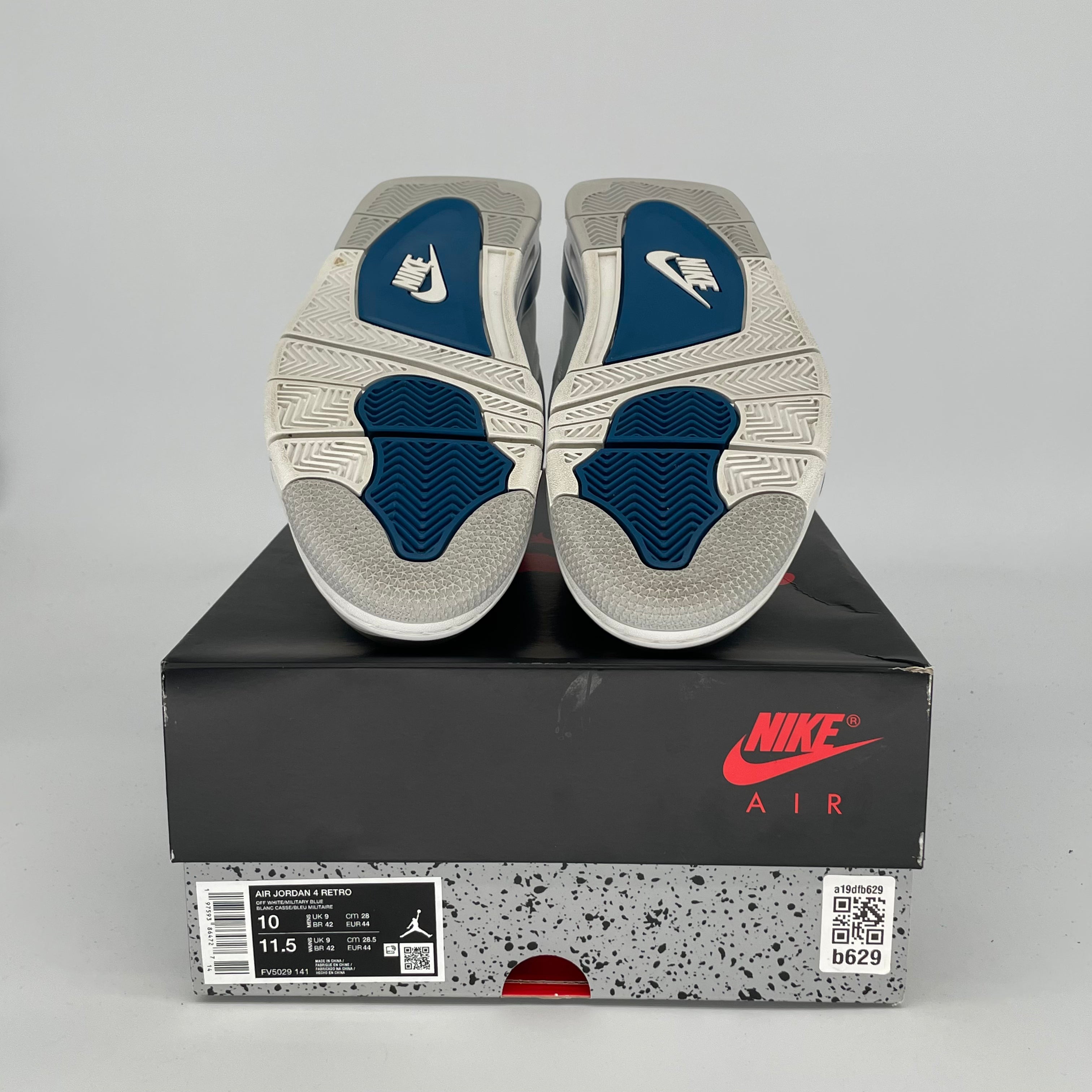 Original Air Jordan 4 Retro 'Military Blue' Men's Basketball Shoes - Size 10 & Women's Size 11.5 (FV5029-141) - Perfect for Streetwear & Sneaker Collectors