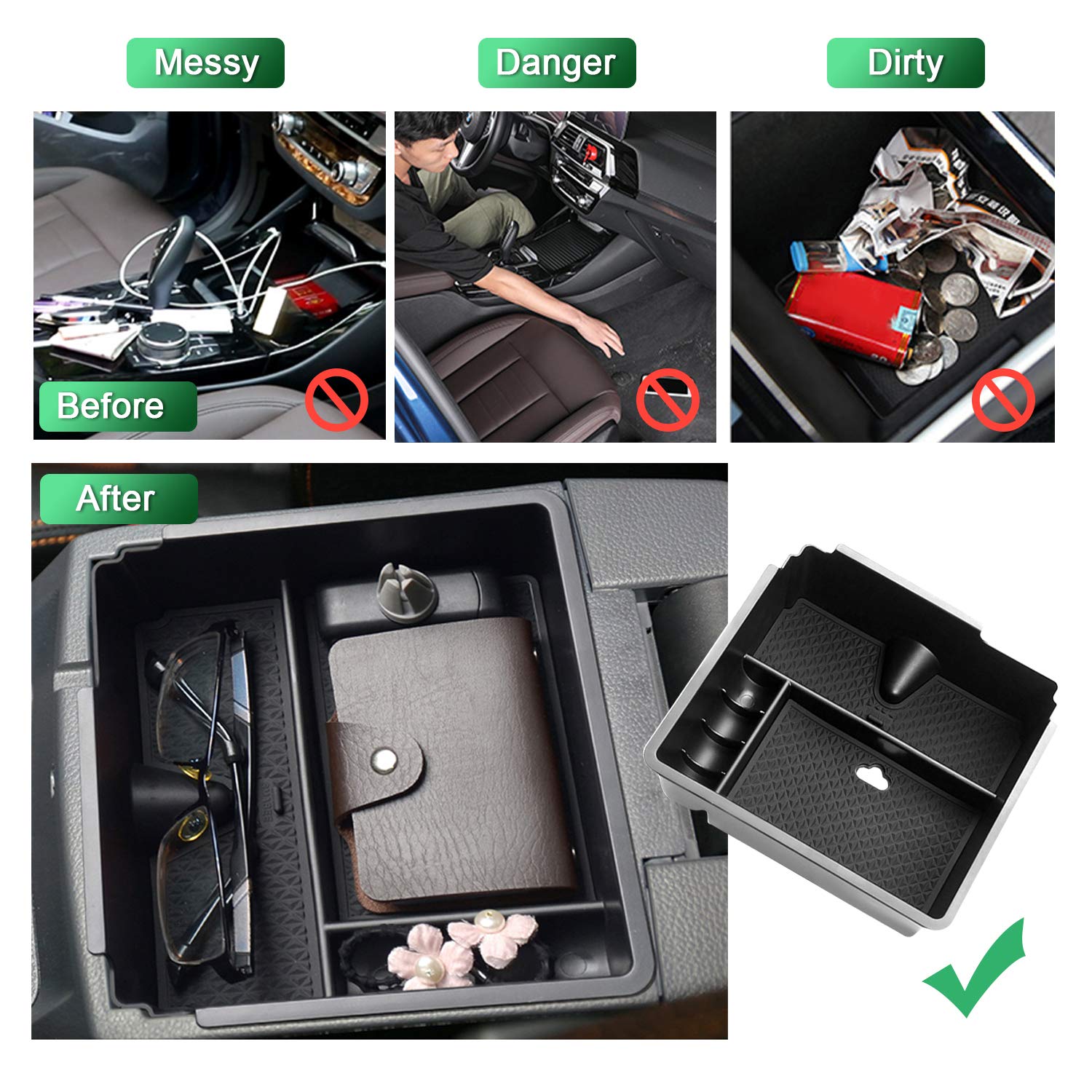 YEE PIN Ford Ranger Truck Center Console Tray 2019-2022 - Car Organizer with Coin Holder for Road Trips