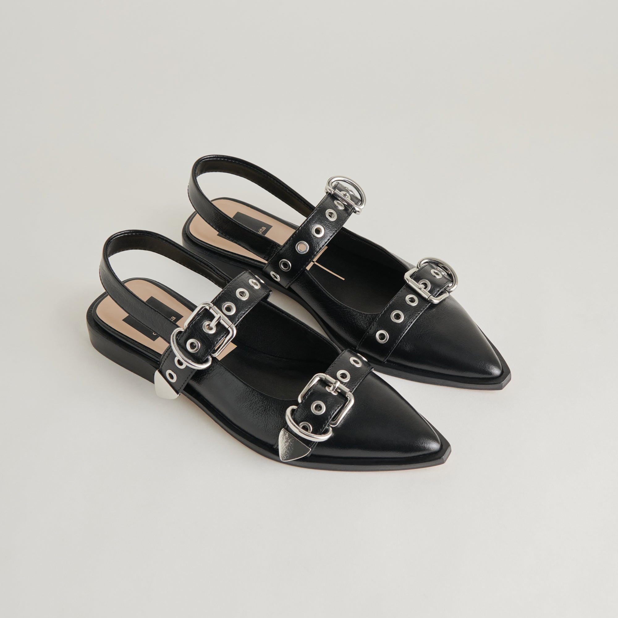 LABELL FLATS MIDNIGHT CRINKLE PATENT - Women's Comfortable Pointed Toe Ballet Flats for Work, Office & Casual Wear | Stylish & Durable Shoes for Everyday Use
