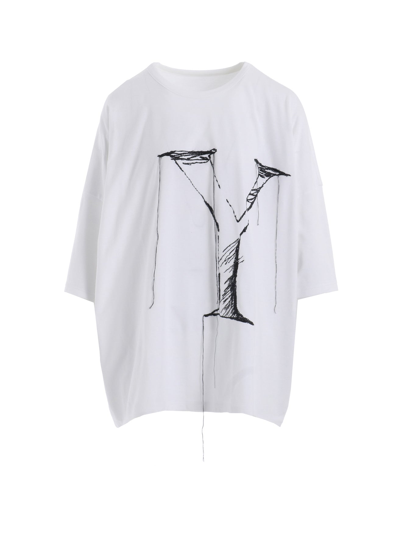 Y's Logo Stitch Cotton Jersey Round Neck T-Shirt for Men - Comfortable Casual Wear for Everyday Outfits and Street Style
