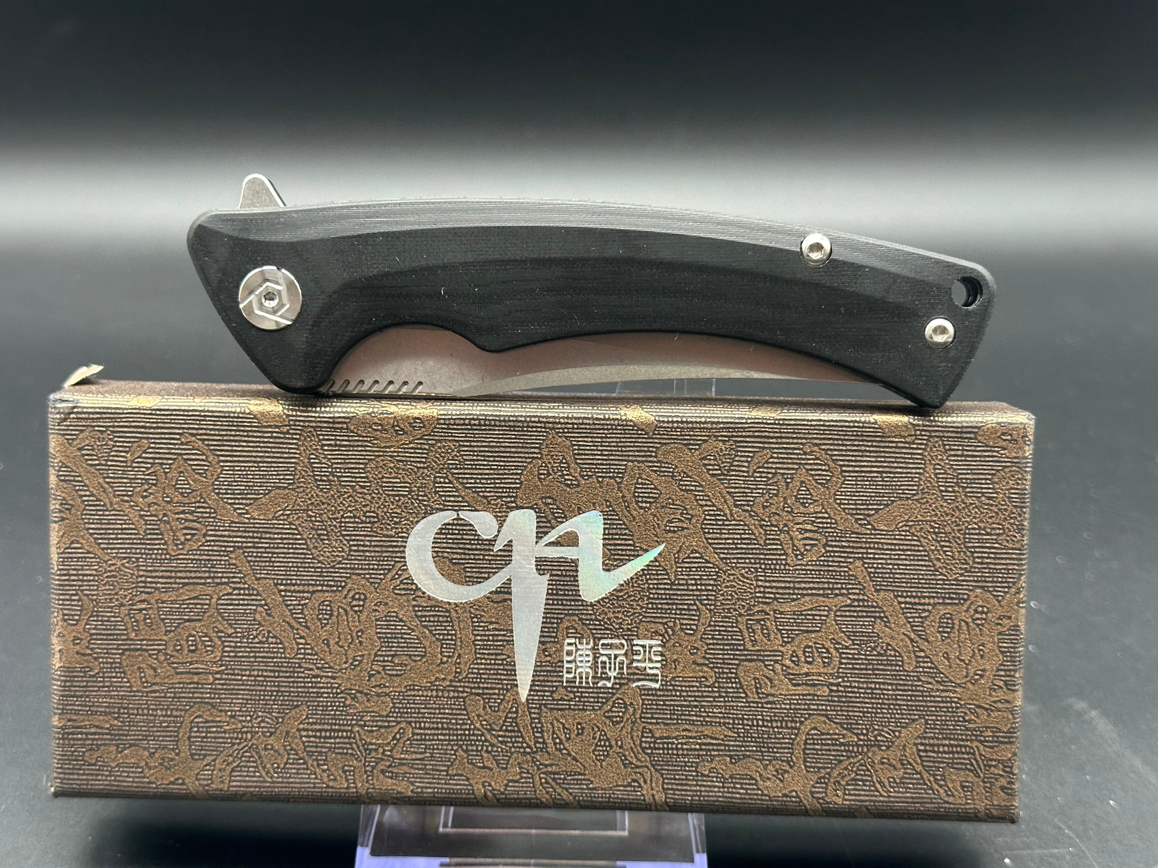 CH KNIVES Premium Folding Pocket Knife - D2 Steel Blade, Black Micarta Handle - EDC, Camping, Hiking & Outdoor Survival Tool