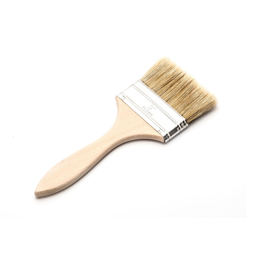 3 Inch Wide Flat Paint Brush with Natural Bristles & Wooden Handle - Perfect for Oil, Acrylic Painting & DIY Home Projects