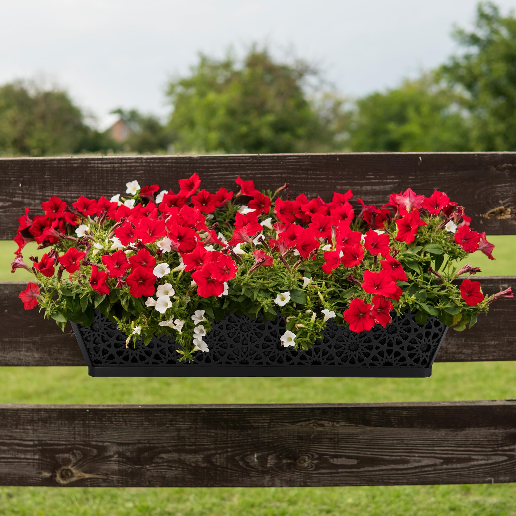 2 Pack 24 Inch Black Non-Woven Fabric Plant Window Box Liners - Rectangular Planter Basket Liner for Outdoor Garden, Hanging Wall Planters, Flowers & Vegetables - Perfect for Balcony Decor, Window Sill Gardening & Vertical Garden Systems