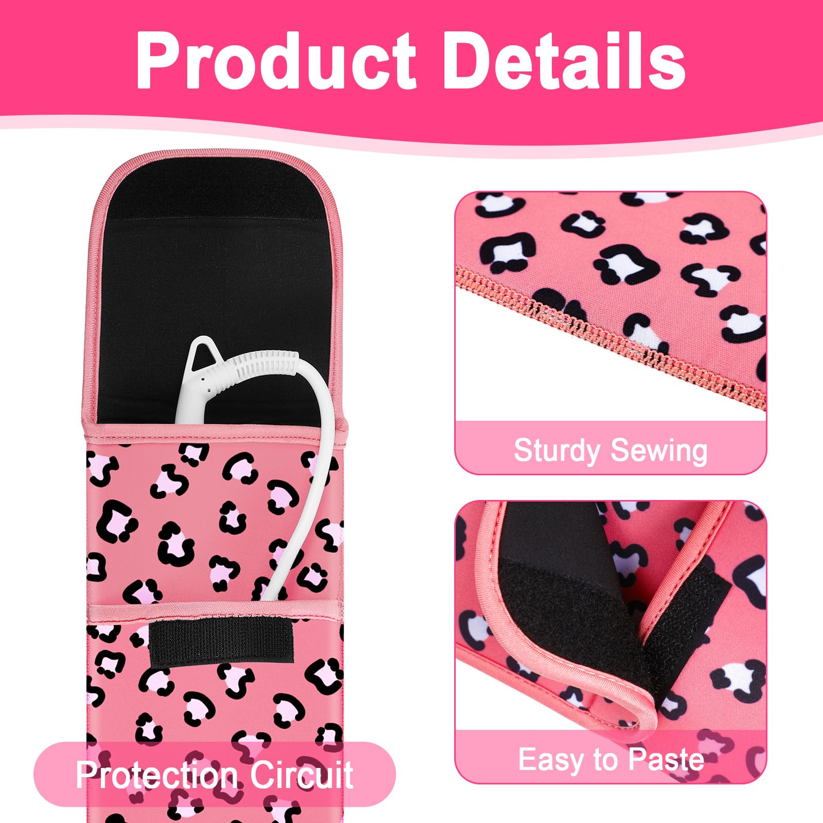 Shappy 2-Piece Heat Resistant Curling Iron Travel Case & Flat Iron Holder - Neoprene Straightener Sleeve with Silicone Hot Tools Bag (Leopard Print) - Perfect for Salon Professionals, Travel & Home Styling
