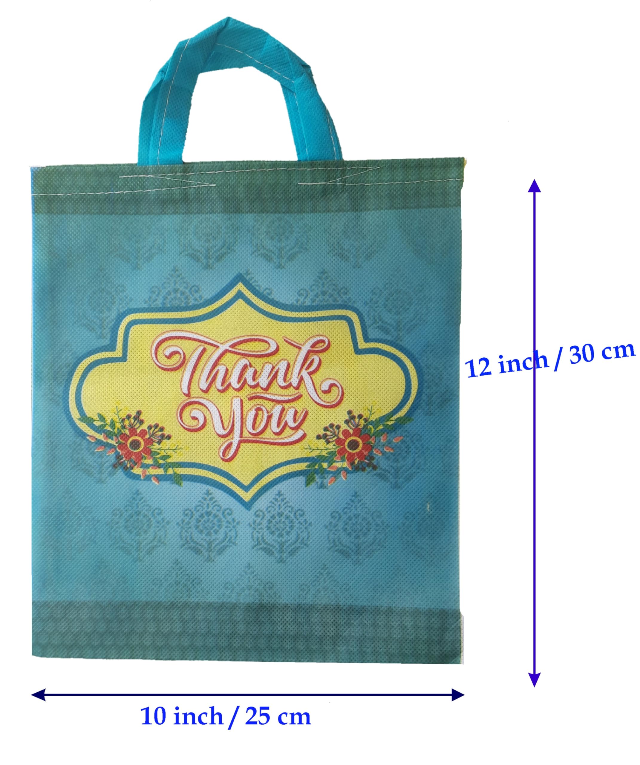 25 Pack Thank You Printed Non-Woven Gift Bags - 9x11 Inch, 2kg Capacity - Perfect for Wedding Favors, Birthday Party Favors & Bridal Shower Gifts (Blue)