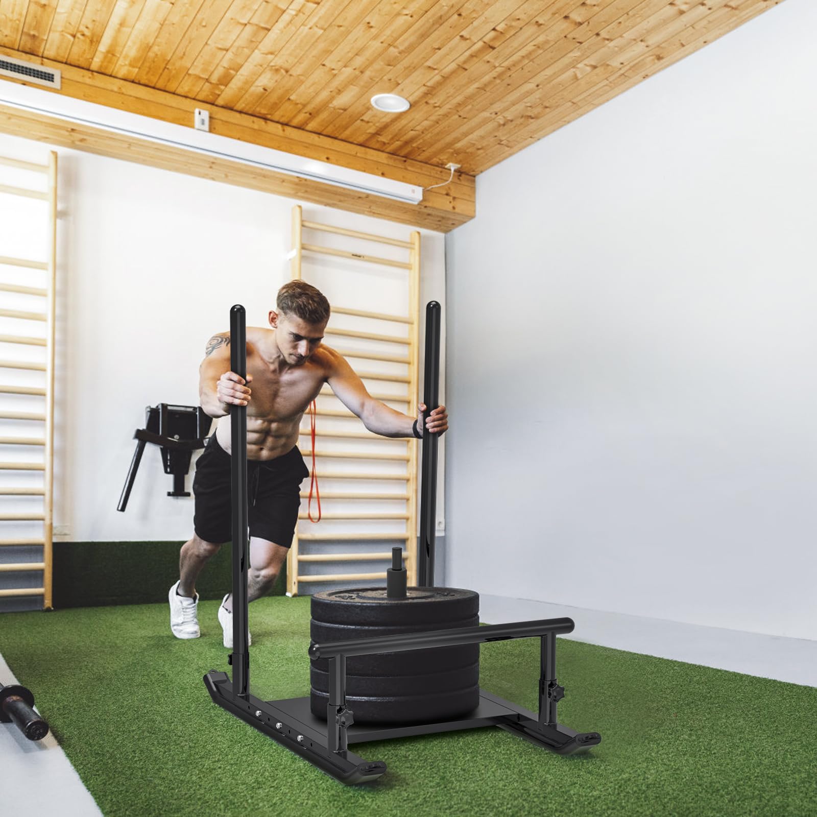 Kipika Heavy-Duty Weight Sled for Strength & Speed Training - Fitness Sled Workout Equipment for Muscle Building & Explosive Power - Compatible with 1