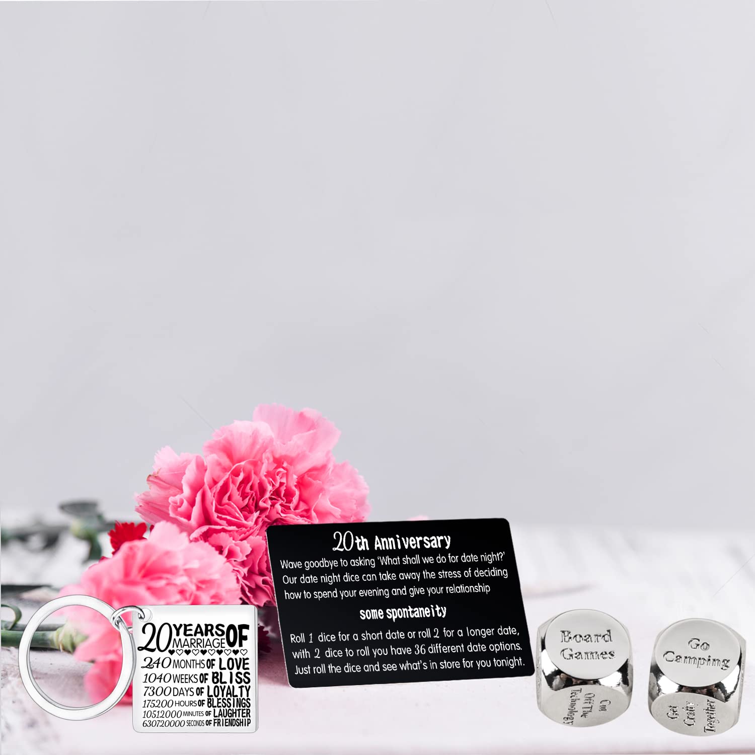 20th Anniversary Gift for Couples - Romantic Date Night Dice Set for Him & Her - Fun 20 Year Celebration Ideas - Perfect for Anniversaries, Valentine's Day & Special Occasions