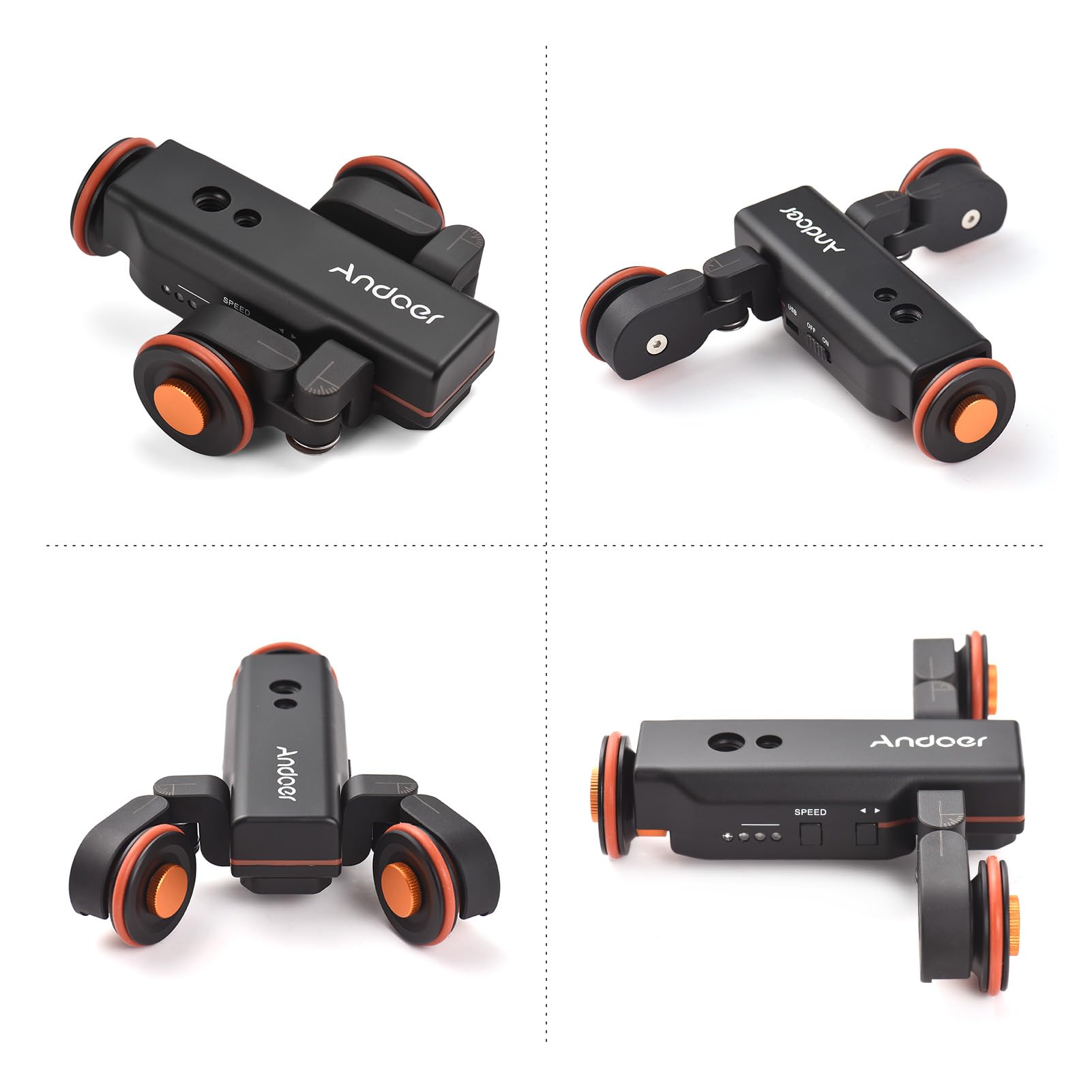 Andoer Motorized Camera Dolly with Ballhead & Phone Mount - 3-Speed Remote Control Slider for DSLR, iPhone, Android, GoPro, Insta360 - Perfect for Vlogging, Film Making, Product Photography & TikTok Videos