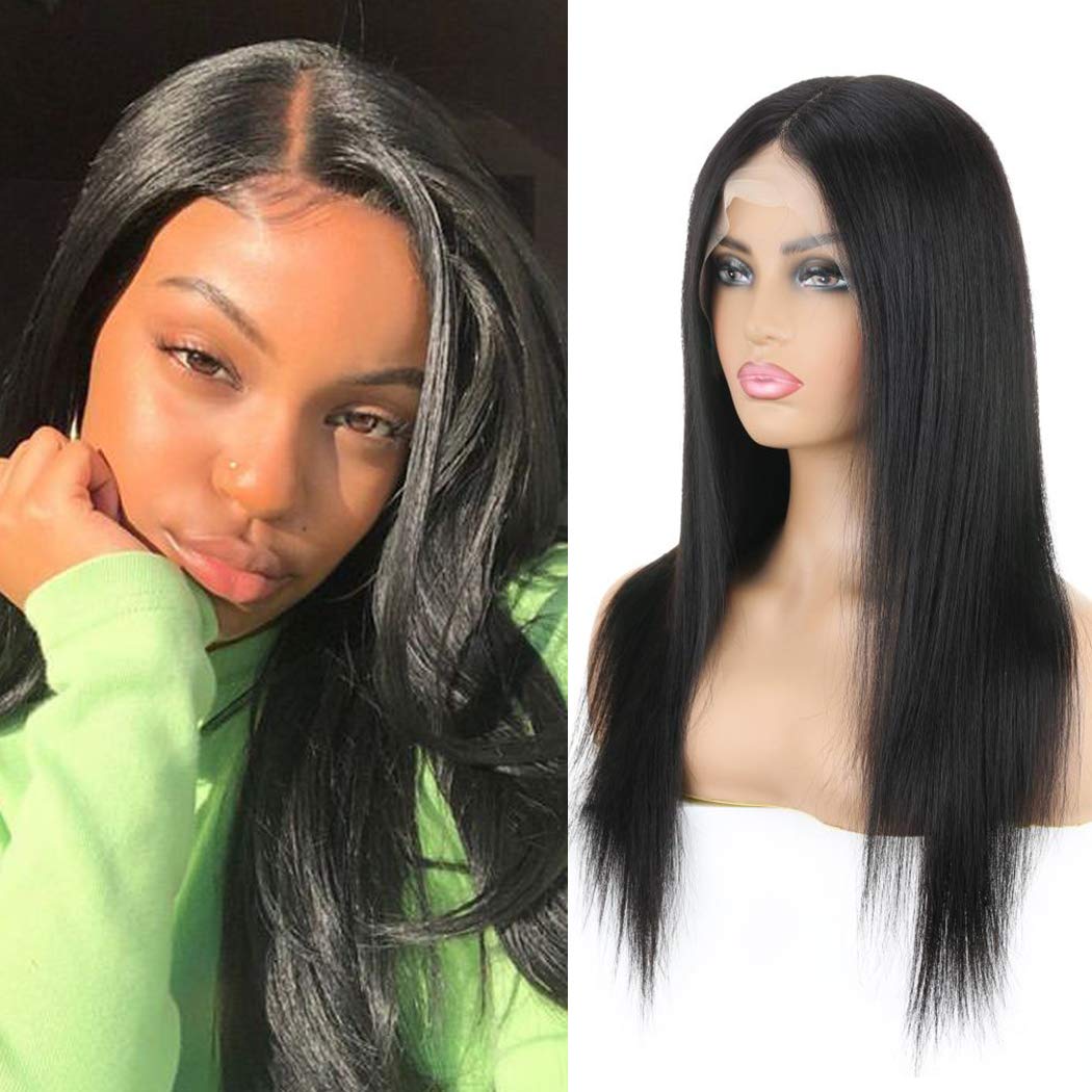 13x6 Transparent Straight Human Hair Wigs - T Part Lace Front Virgin Peruvian Hair Glueless Wig 150% Density 26 Inch Natural Black | Perfect for Daily Wear, Cosplay & Special Occasions