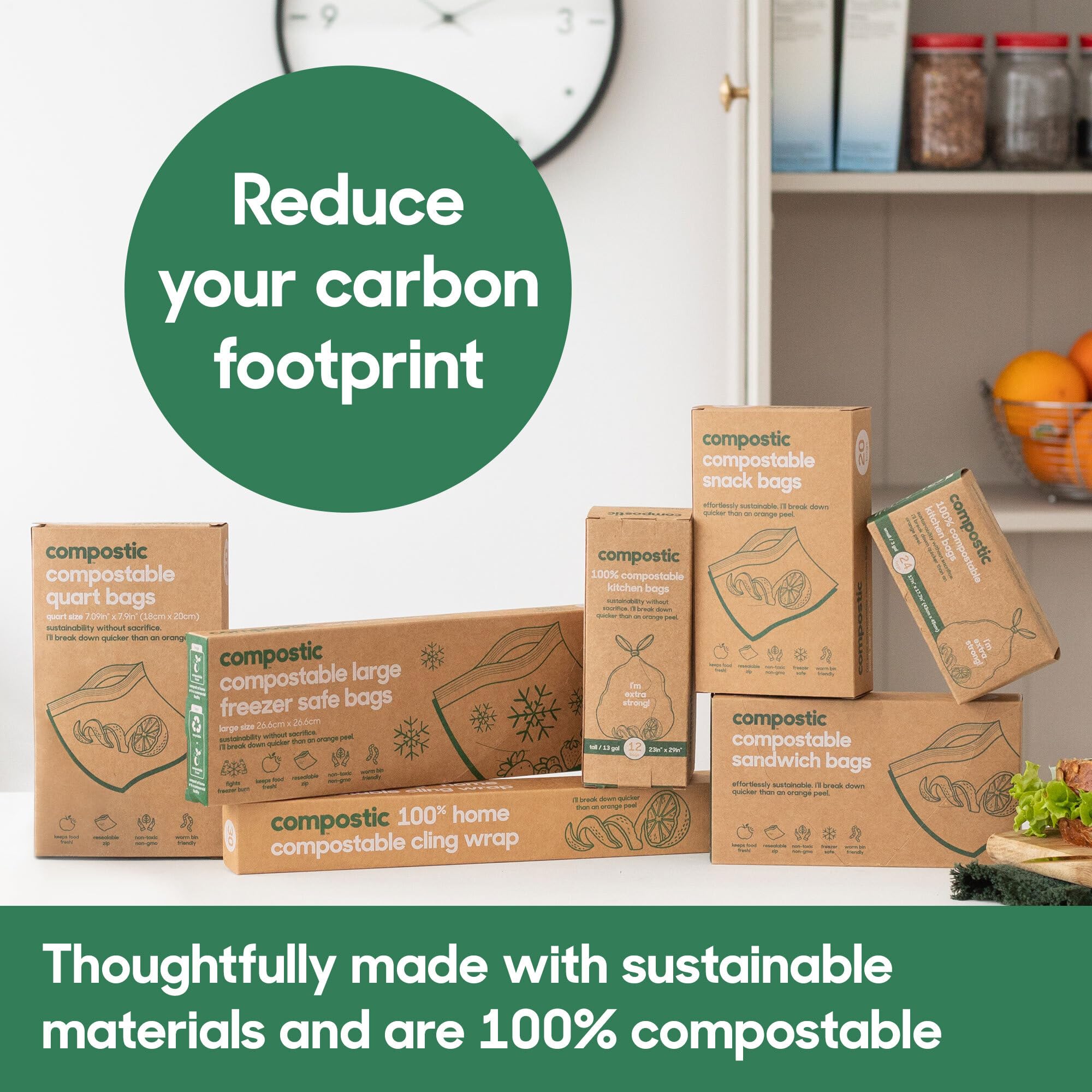 **Eco-Friendly Home Compostable Resealable Gallon Bags (10.5
