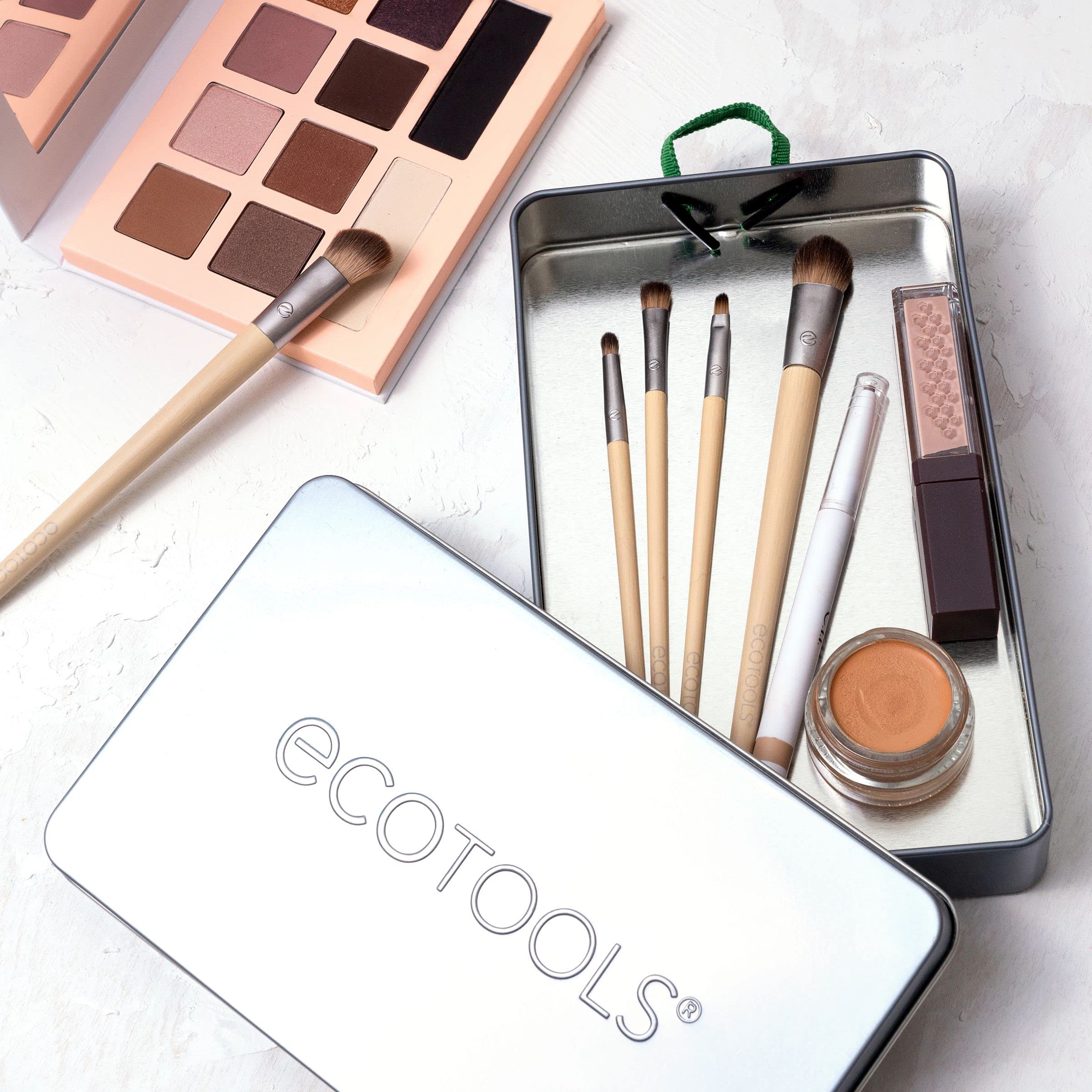 EcoTools Daily Defined Eye Brush Kit - 5 Piece Set for Liquid, Powder & Cream Eyeshadow & Eyeliner Application | Vegan, Cruelty-Free Synthetic Makeup Brushes | Perfect for Everyday Makeup & Professional Looks