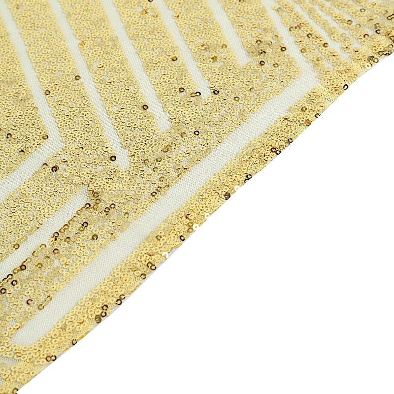 12x108 Inch Sparkling Tulle Table Runner with Sequins & Geometric Design - Perfect for Weddings, Parties, and Holiday Decorations