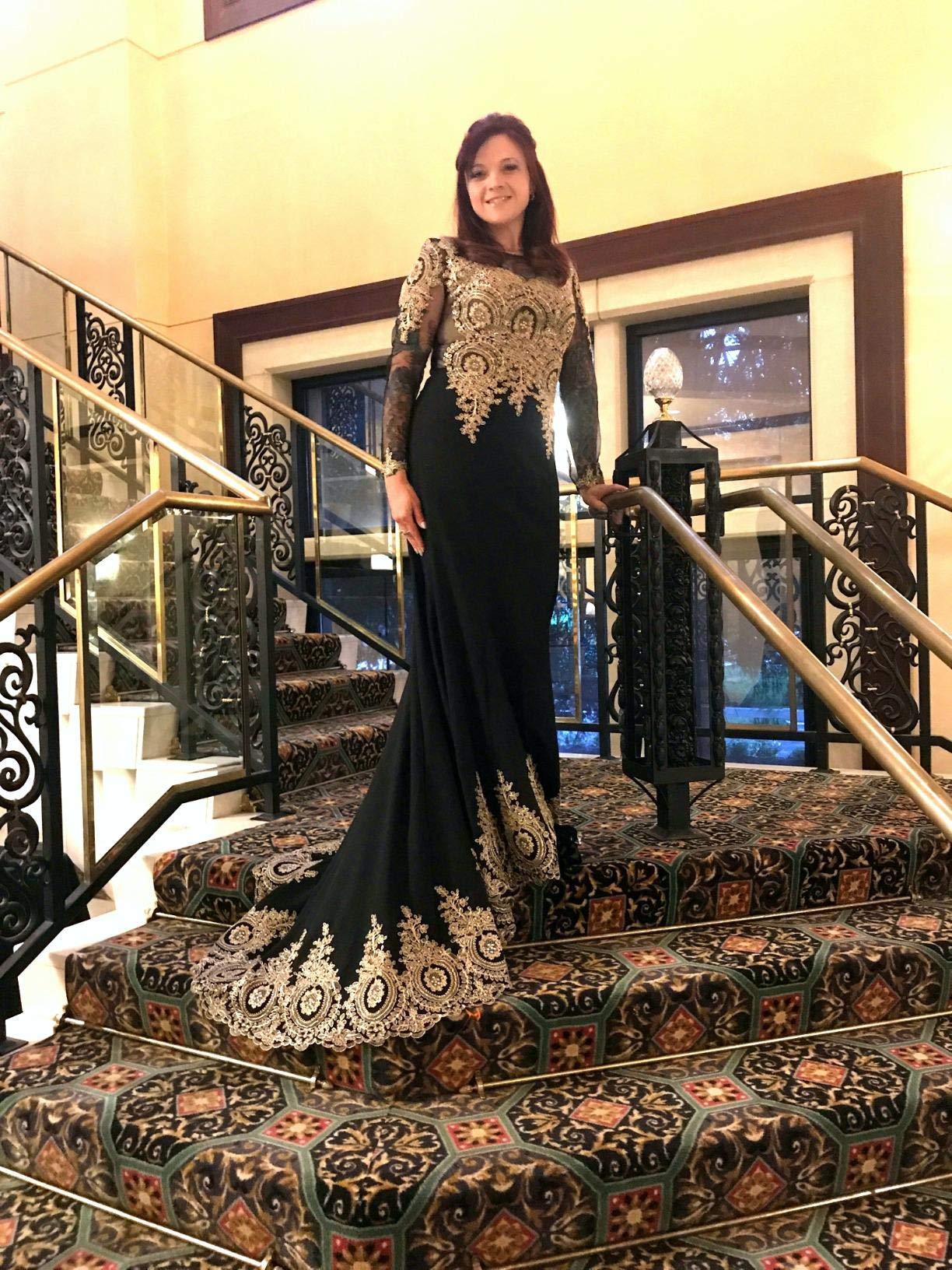Elegant MisShow Crystal Beaded Lace Mermaid Evening Dress for Women - Formal Prom Gown for Special Occasions, Weddings & Black Tie Events