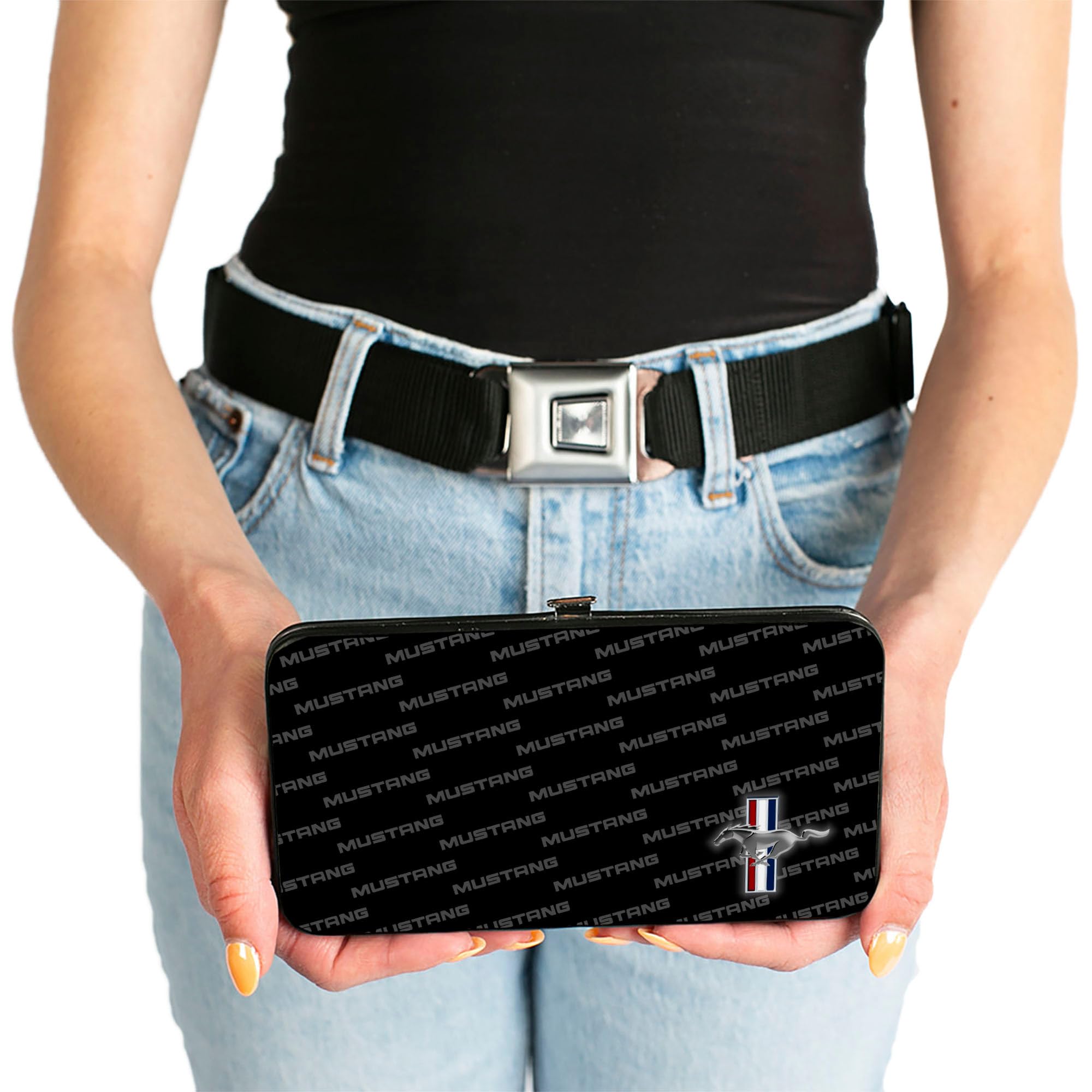 Buckle-Down Women's Hinge Wallet - Mustang Print | Slim Bifold Leather Wallet with RFID Protection | Perfect for Everyday Use, Travel & Gift Giving