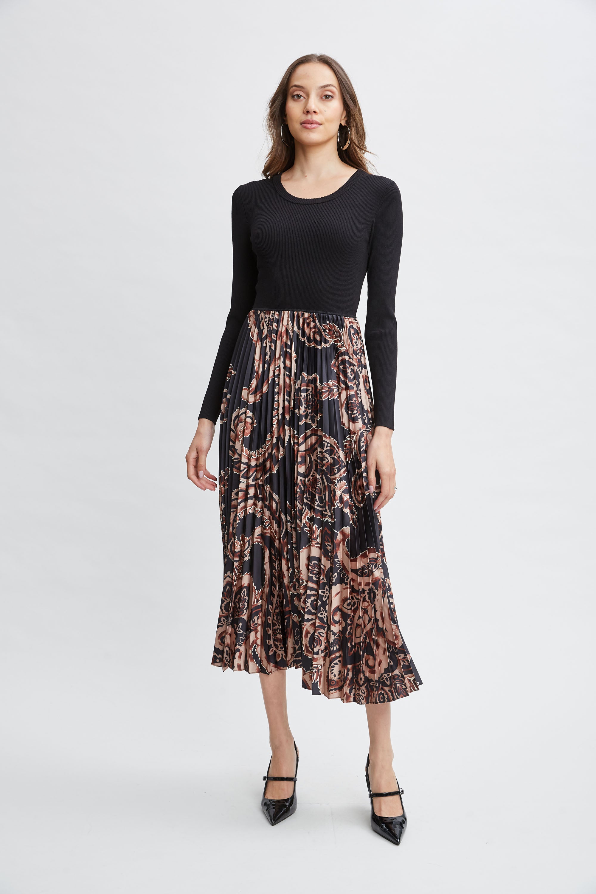 Elegant Paisley Print Pleated Midi Dress for Women - Flowy Summer Dress for Casual Outings, Date Nights & Special Occasions