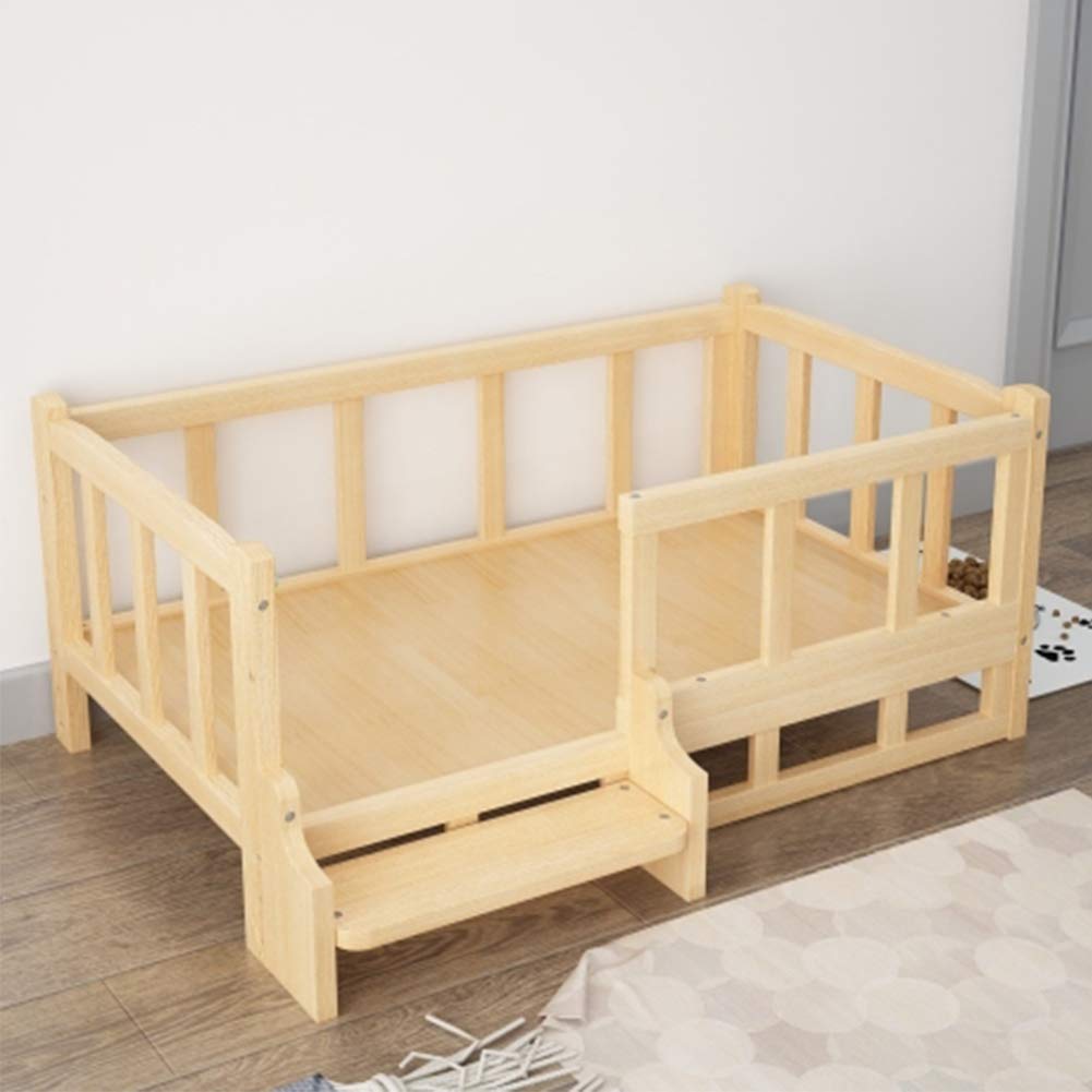 La La Pet® Elevated Wooden Dog Bed - Single Tier Raised Pet Sofa with Fence for Small & Medium Dogs & Cats - Luxury Design for Indoor & Outdoor Use - Perfect for Living Room, Bedroom, Patio or Kennel