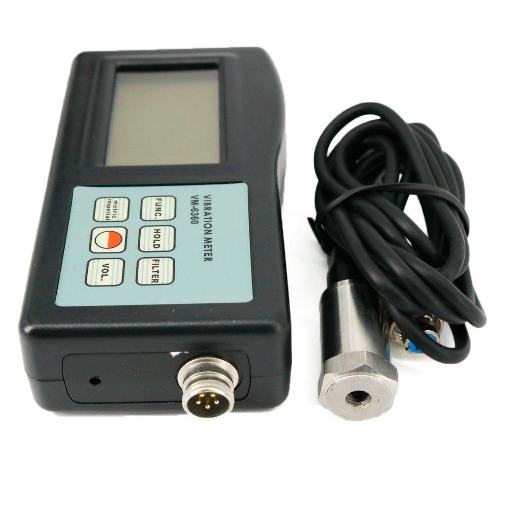 VM-6360 Digital Vibration Meter Tester - Professional Vibrometer Gauge with RS232 Software & USB Cable for Industrial Machinery Monitoring, HVAC System Maintenance, and Equipment Vibration Analysis
