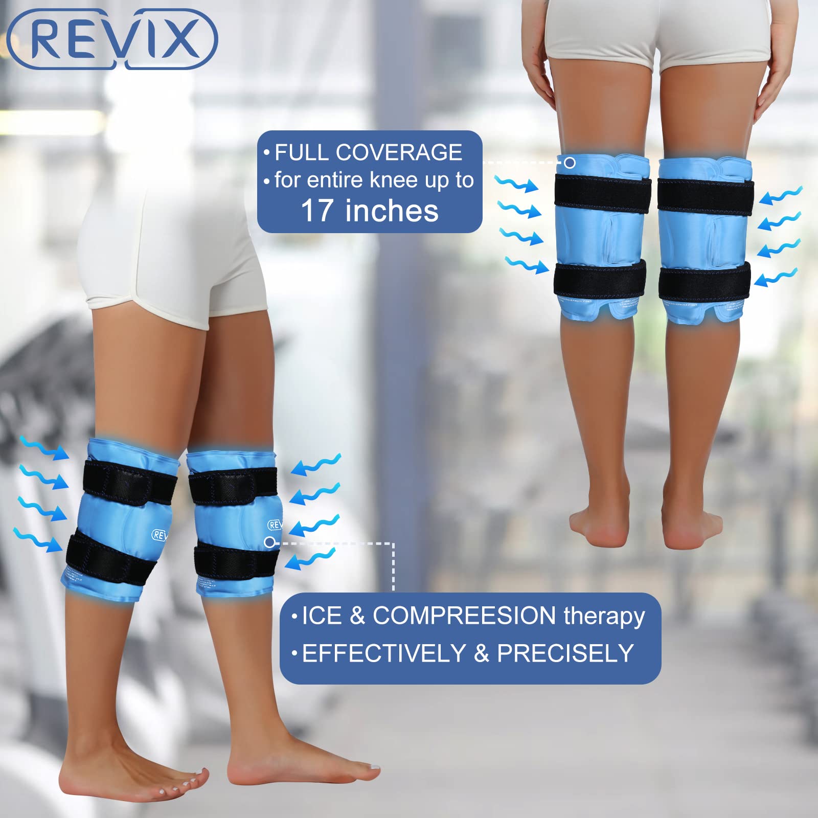 REVIX XL Knee Ice Wrap with Gel Pack - Cold Therapy for Knee Pain, Swelling & Back Injury Relief - Ideal for Post-Surgery, Sports Injuries & Arthritis Recovery