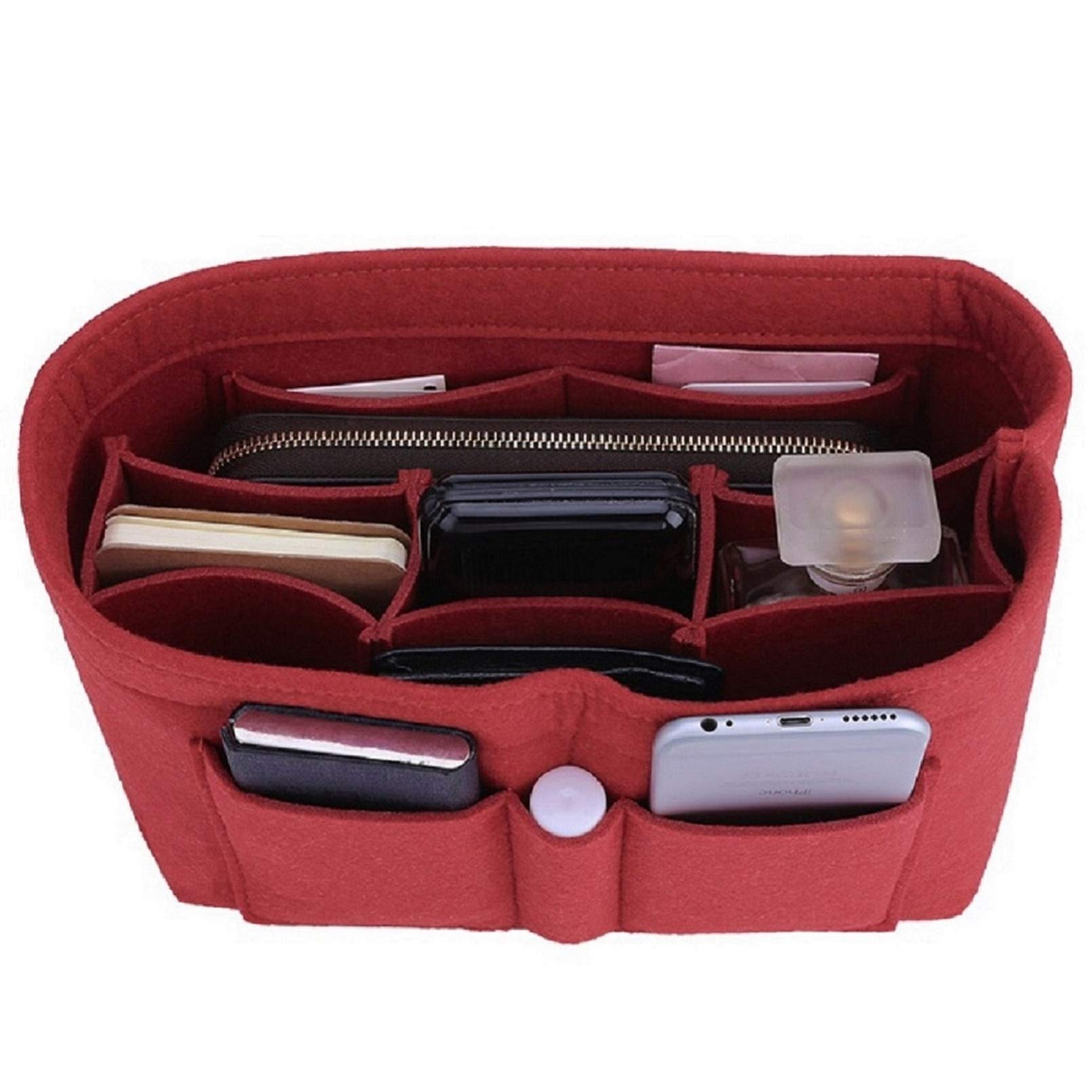 ZTUJO Felt Purse Organizer Insert for Handbags - 13 Colors & 6 Sizes (Small, Red) - Perfect for Tote Bags, Travel & Everyday Organization