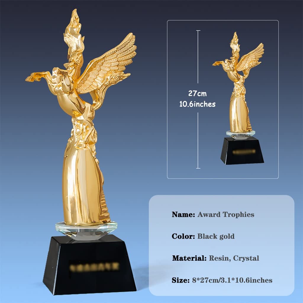 Golden Horse Resin Trophy Cup - Custom Engraved Award Trophy for Dad, Competition & Evening Ceremony Gifts | High-End Glory Trophy for Sports, Business & Academic Achievements