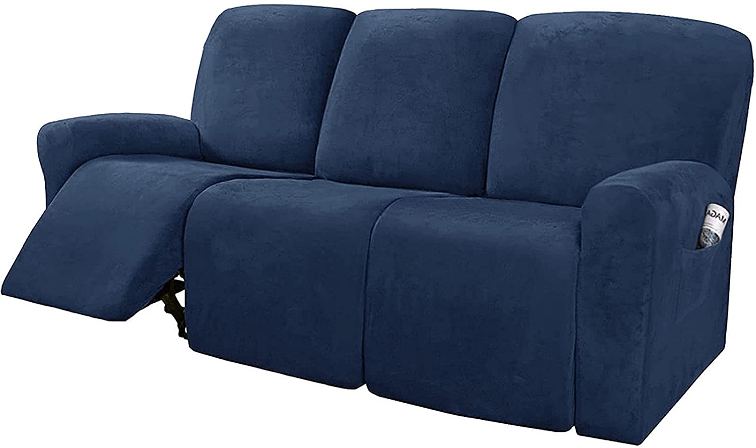 Velvet Stretch Recliner Slipcover - Ultra Soft Plush Furniture Protector with Non-Slip Side Pockets | Removable Sofa Cover for Kids & Pets | Perfect for Living Room, Home Theater & Family Gatherings