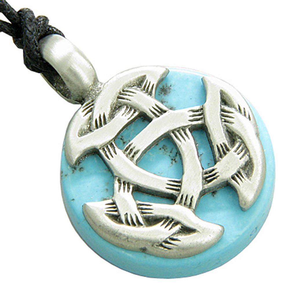 BestAmulets Celtic Triquetra Knot Pendant Necklace - Simulated Turquoise Crystal Amulet for Good Luck & Protection | Perfect for Spiritual Gifts, Wiccan Jewelry & Boho Fashion Accessories