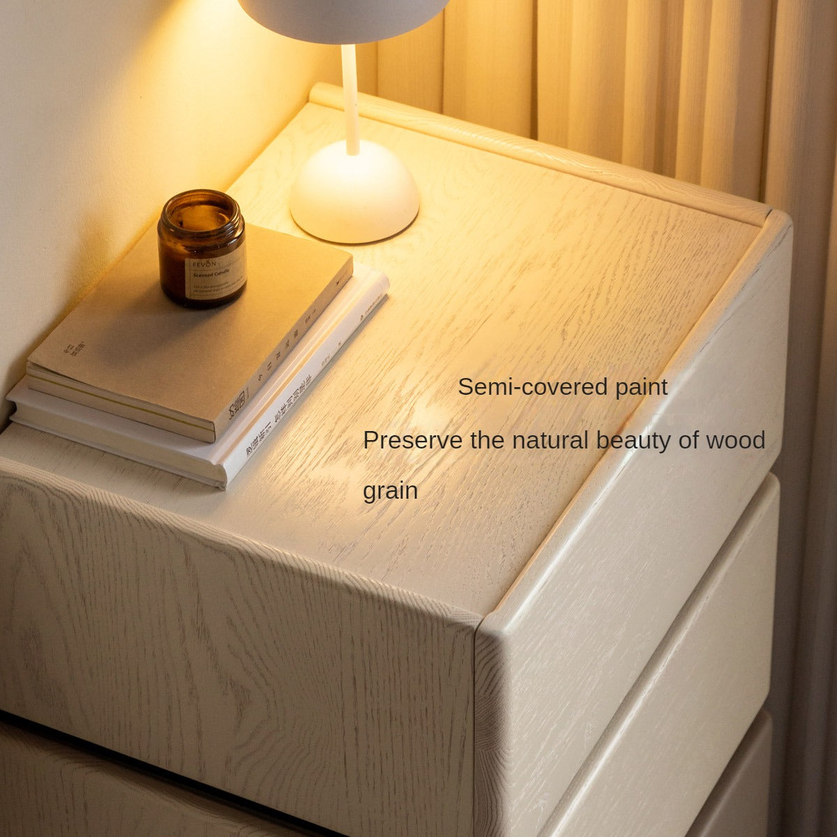 Solid Oak Wood Side Table - Light Luxury Nightstand for Living Room, Bedroom, or Office - Modern End Table with Sturdy Construction & Natural Wood Grain